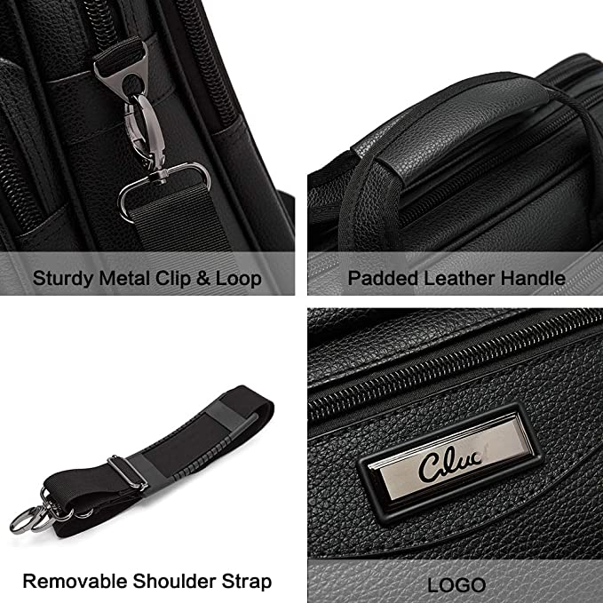 Cluci Leather Briefcase For Men Large Capacity 15.6 Inch Laptop Business Travel Shoulder Bag