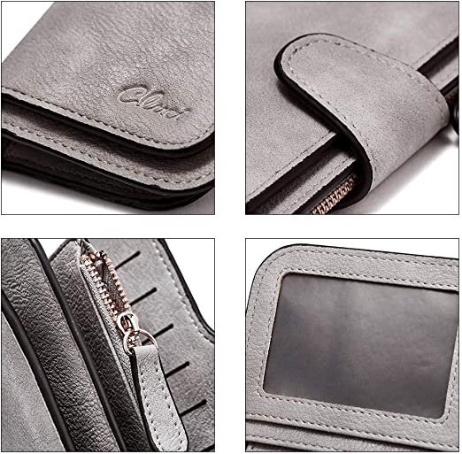 CLUCI Women Wallet Leather RFID Blocking Designer Trifold Card Holder Ladies Clutch with ID Window