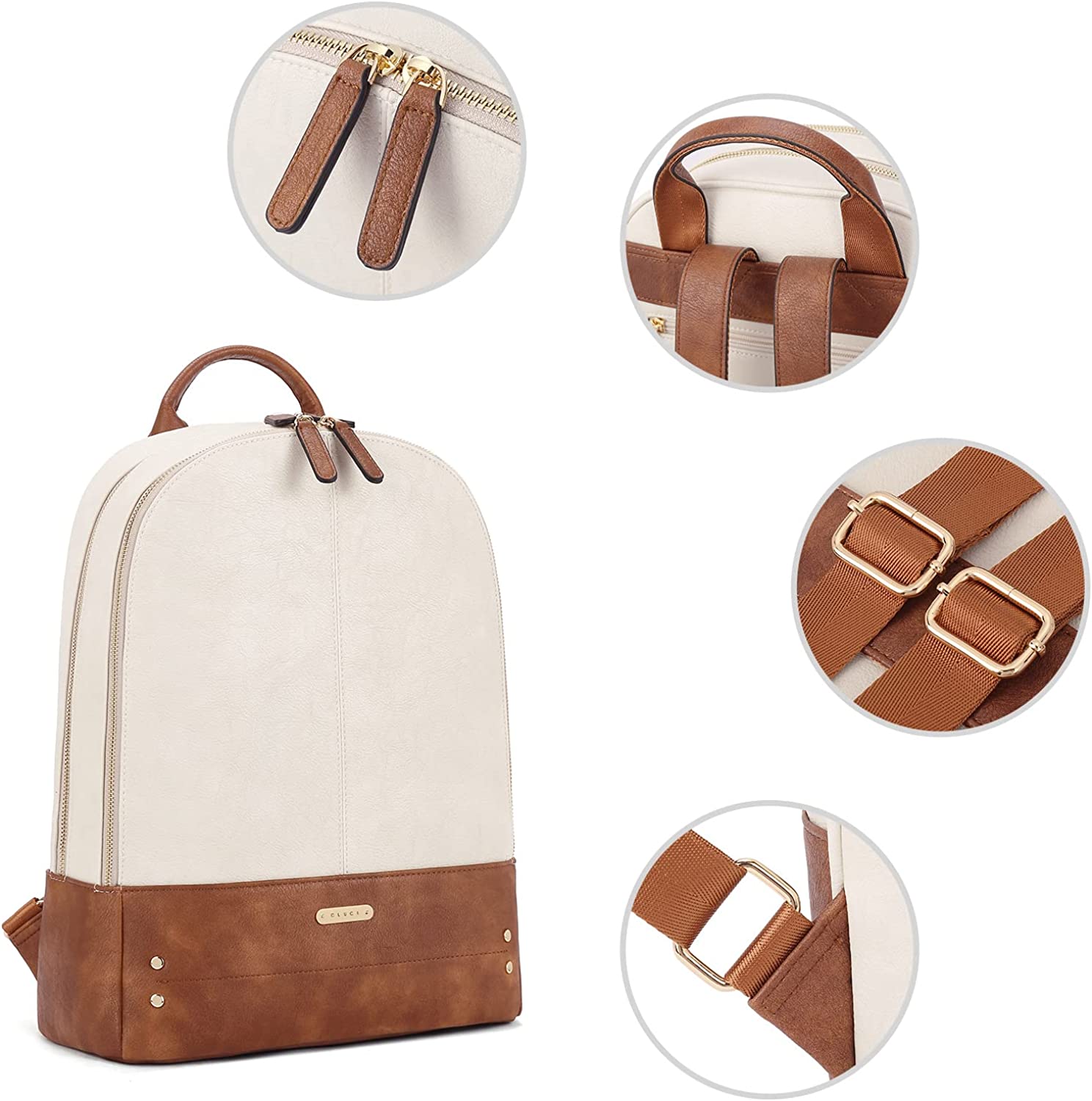 CLUCI Laptop Backpack for Women Leather 15.6 inch Computer Backpack Travel Business Vintage Large College Bag