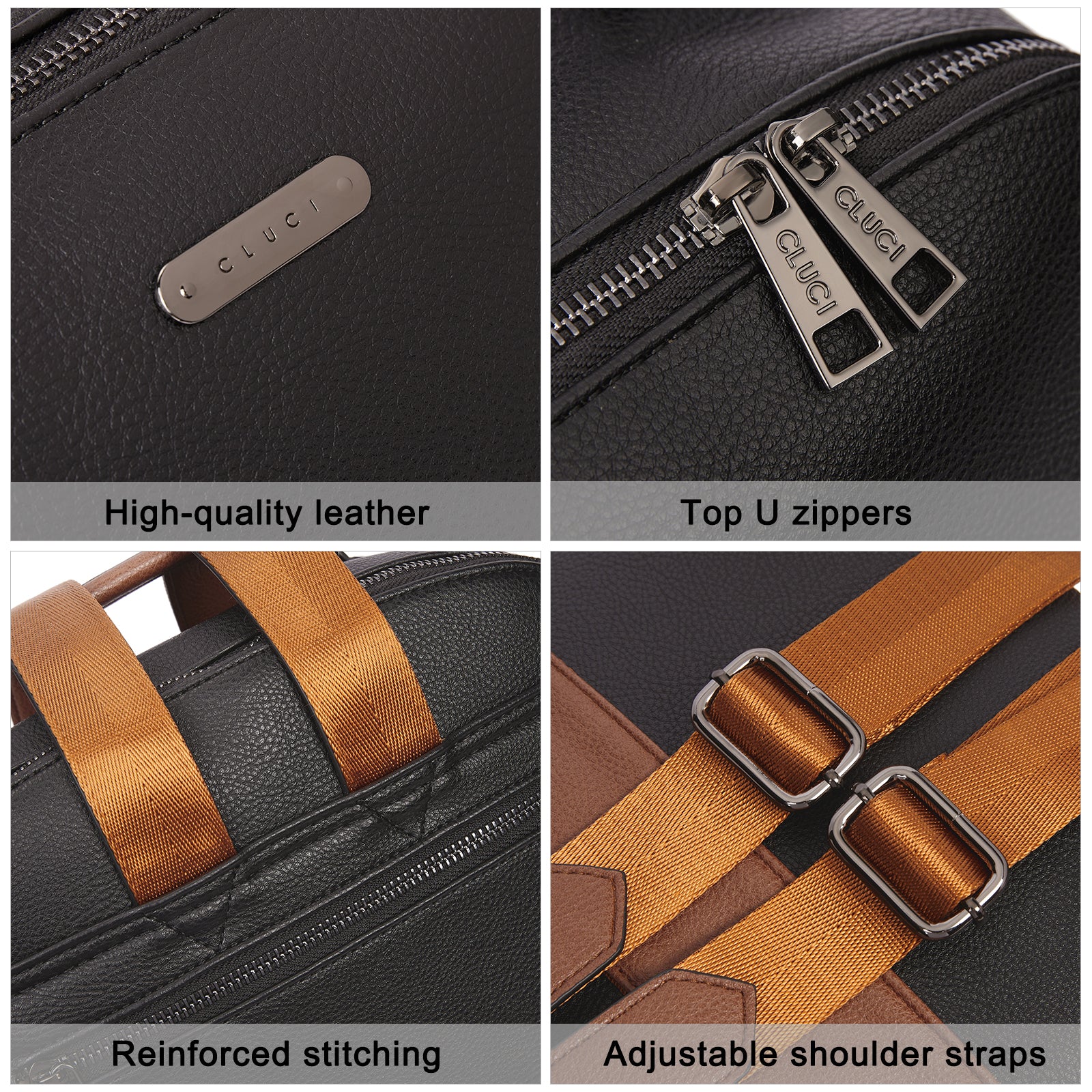 CLUCI Women Leather Laptop Backpack Purse 15.6 inch Computer Backpack Business Casual Travel Daypack College Bag