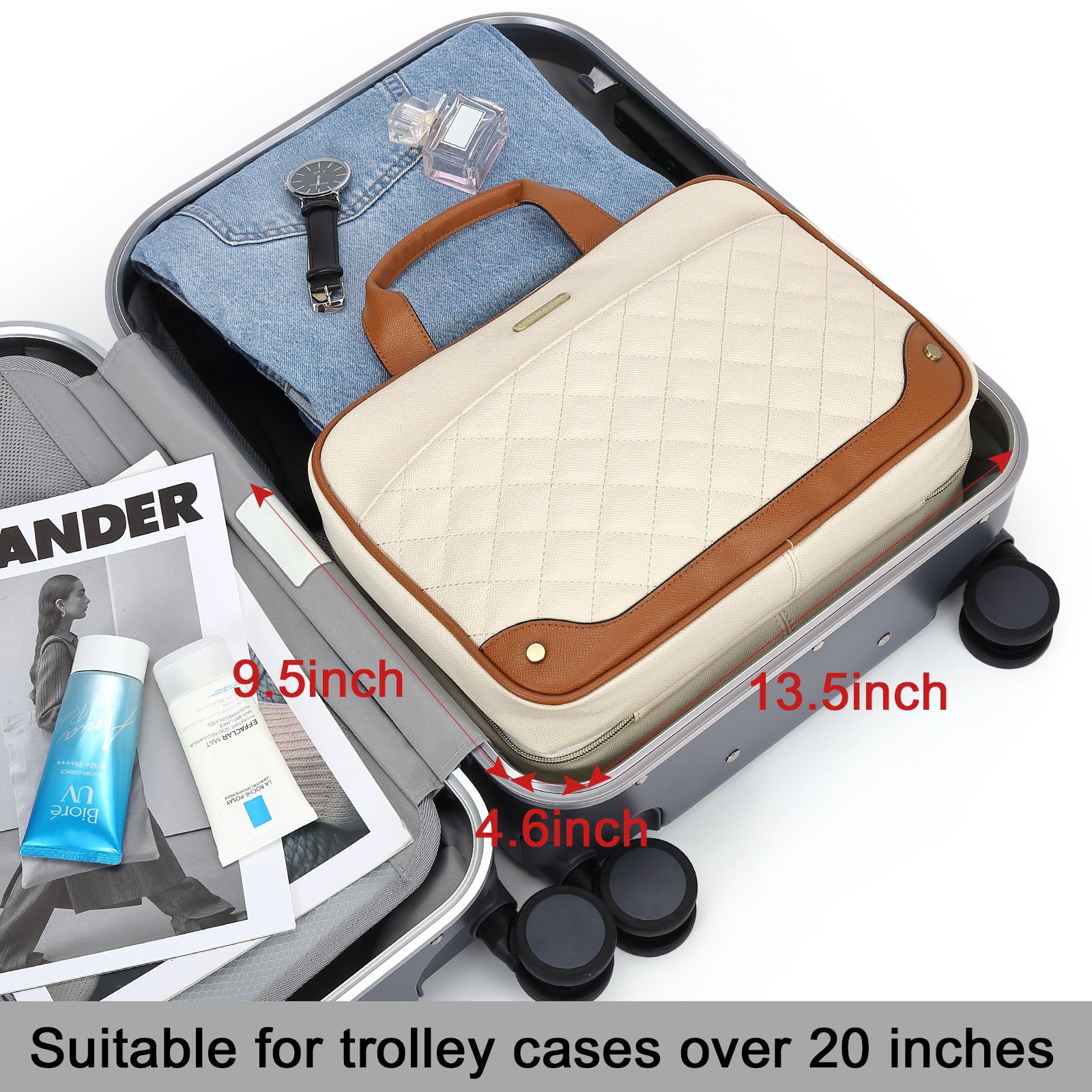 CLUCI Toiletry Bag for women / men Leather Travel Bag Water-resistant Large Makeup Cosmetic Bag Travel Organizer for Accessories with Hanging Hook, Full Sized Container, Toiletries