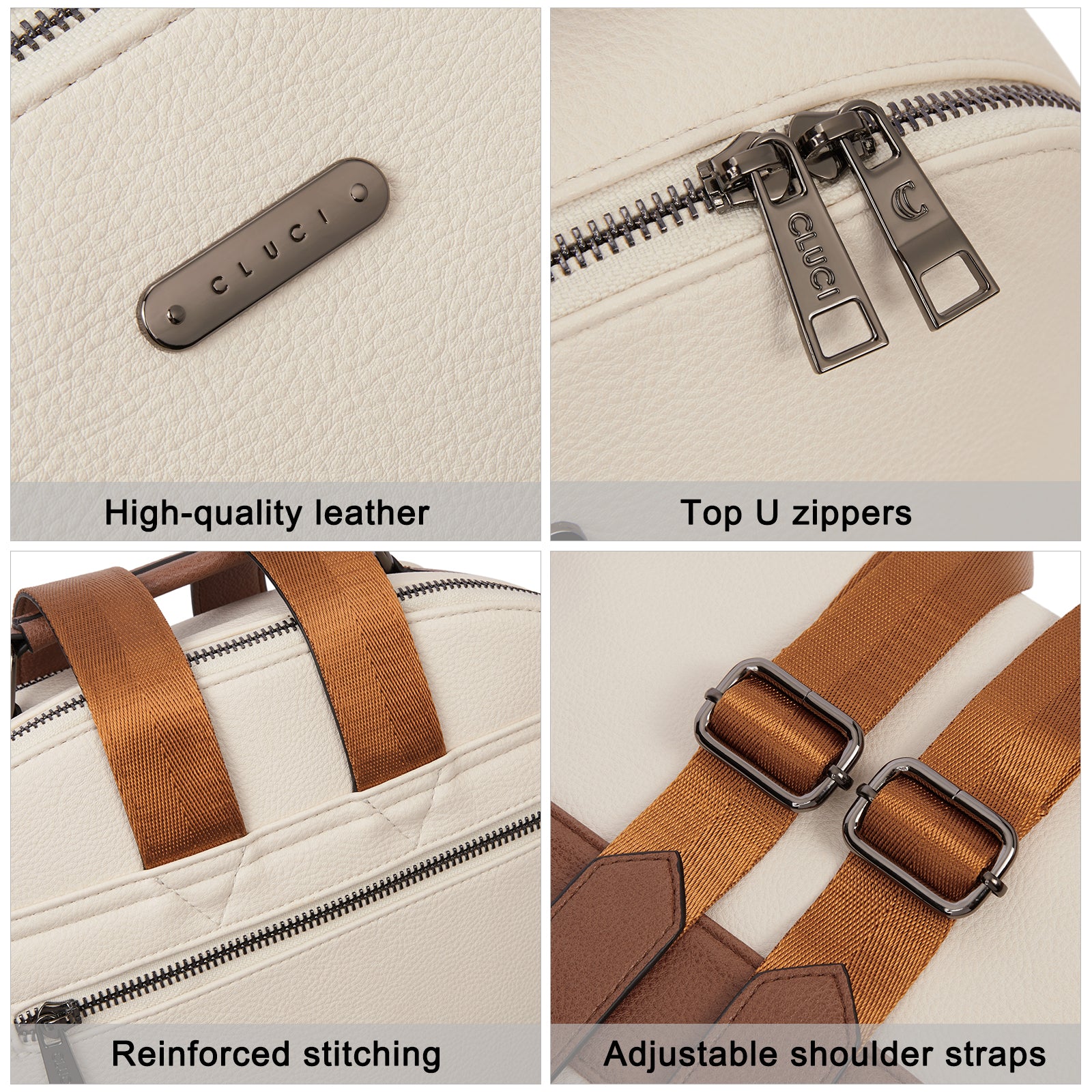 CLUCI Women Leather Laptop Backpack Purse 15.6 inch Computer Backpack Business Casual Travel Daypack College Bag