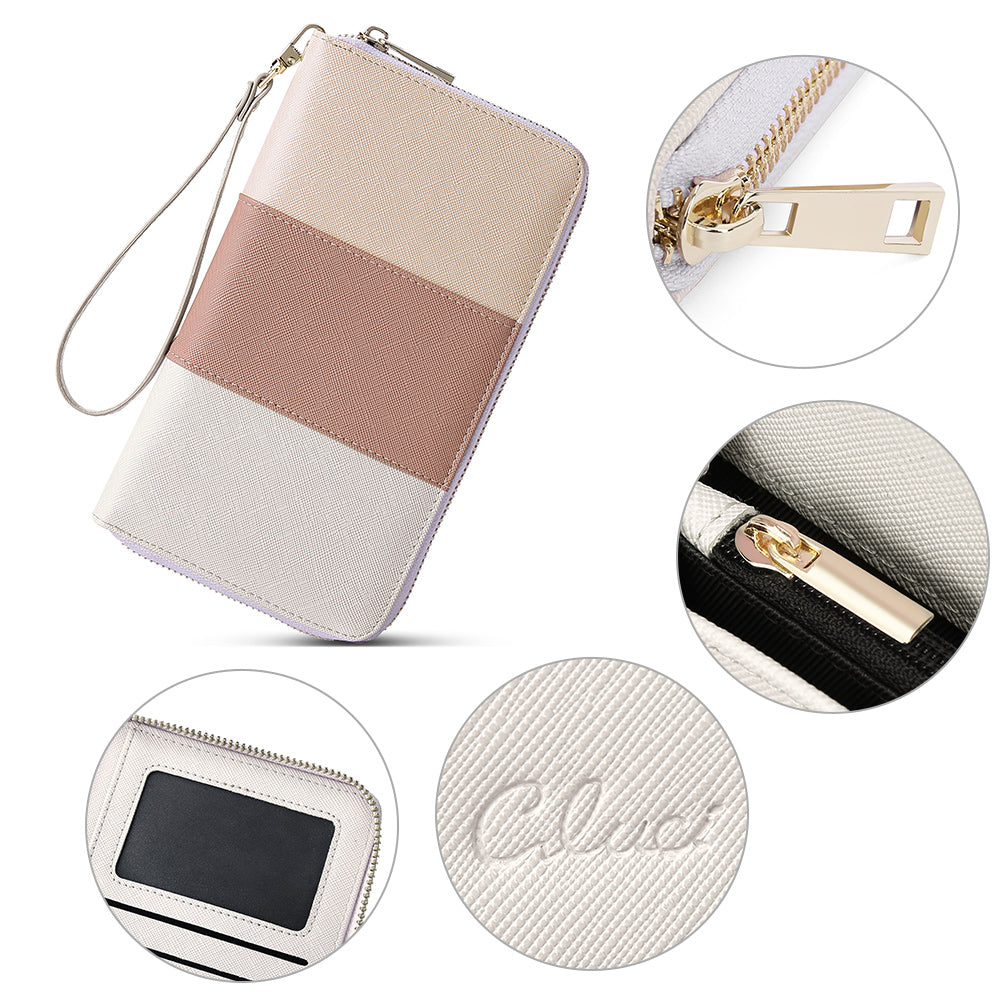 CLUCI Women Wallet Leather RFID Blocking With Wristlet