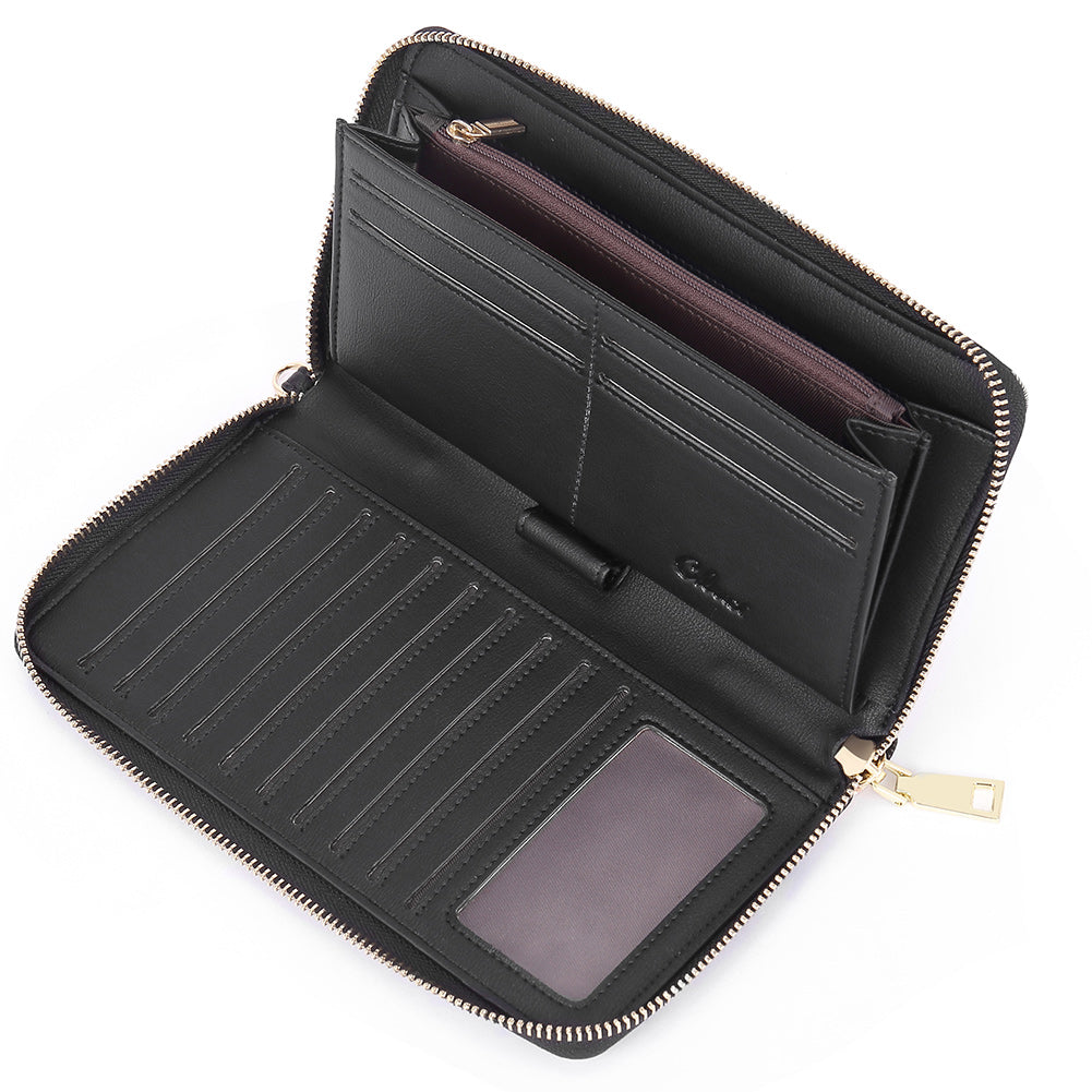 CLUCI Women Wallet Leather RFID Blocking With Wristlet