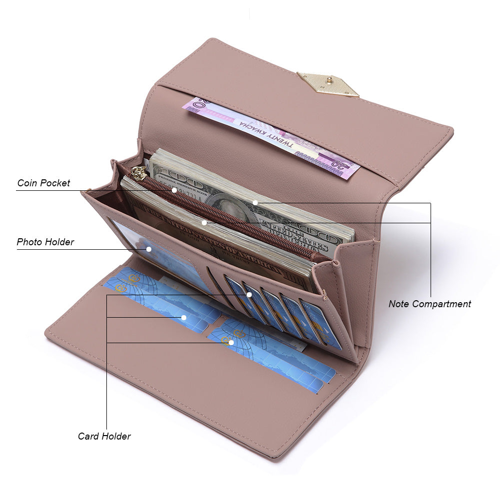 Mile Large Stylish Wallet For Women With Multiple Card Slots