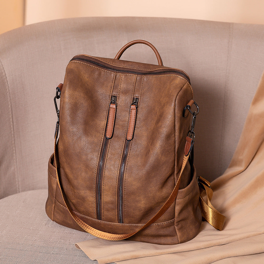 Greene Vegan Soft Leather Backpack Leather Purse For Work And Study | Two-Toned