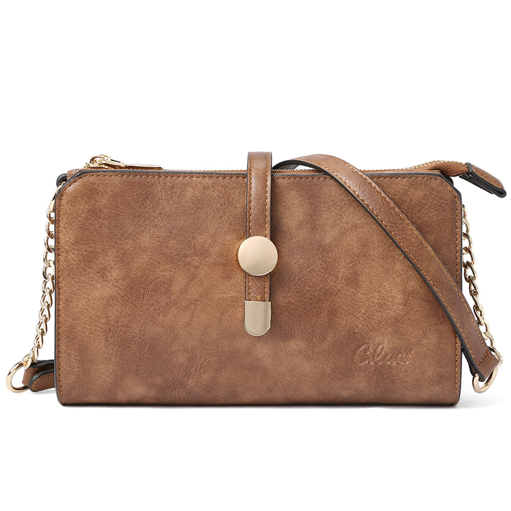 CLUCI Leather Crossbody Bags for Women Small Vintage Shoulder Purses Fashion Travel Bag with Adjustable Strap