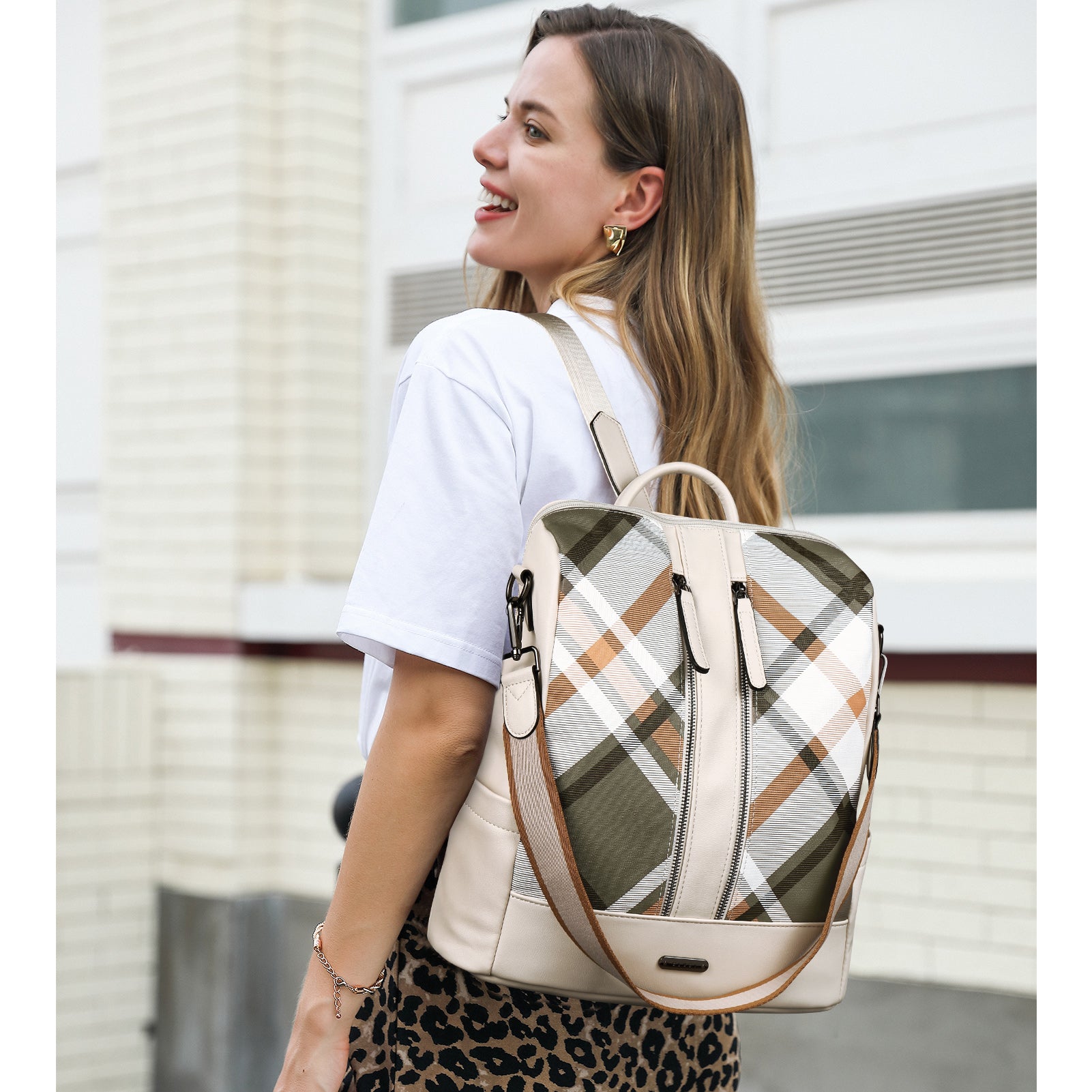 Greene Vegan Soft Leather Backpack Leather Purse For Work And Study | Two-Toned