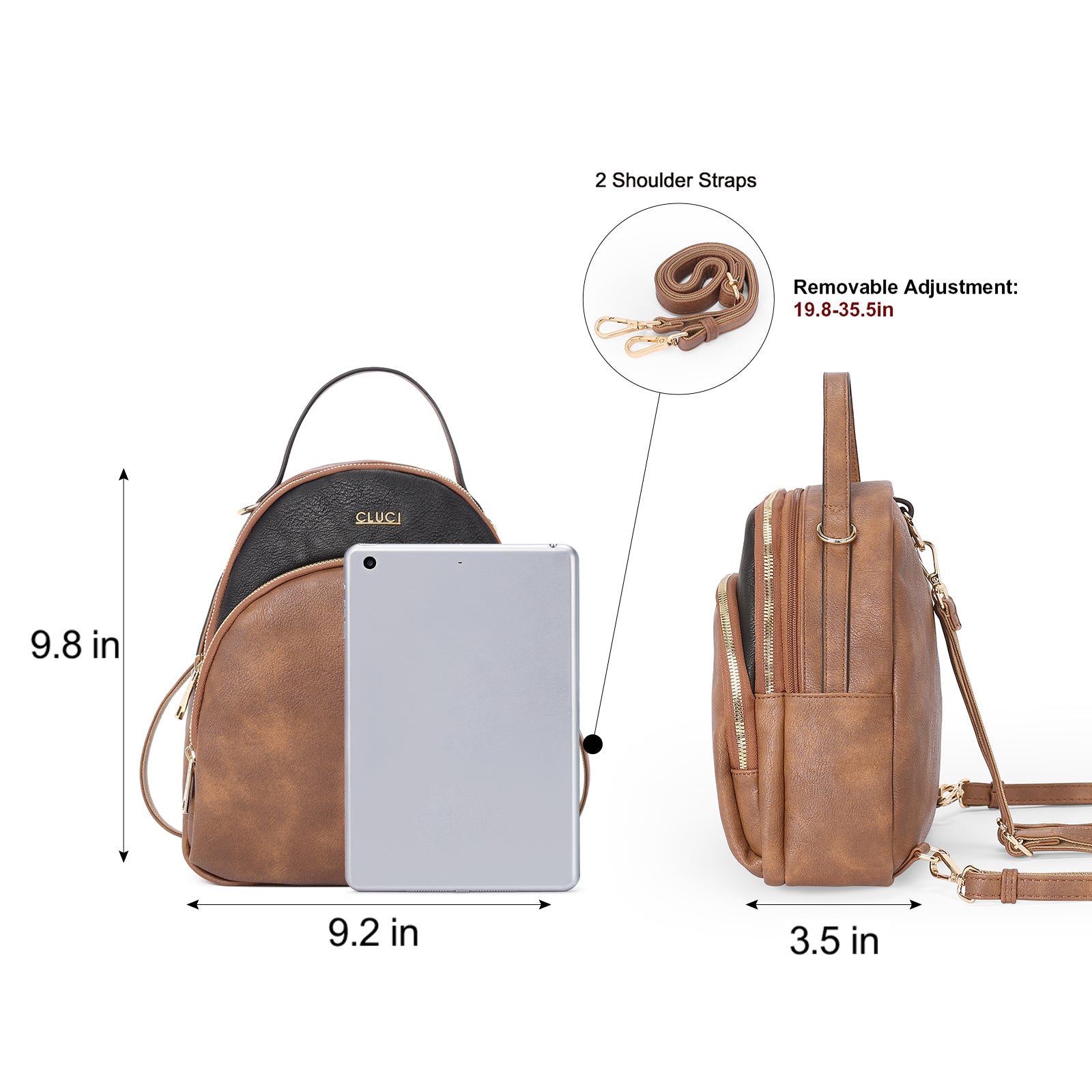 CLUCI Small Backpack Purse for Women Leather Shoulder Bags Lady Fashion Causal Travel Mini Daypack Convertible