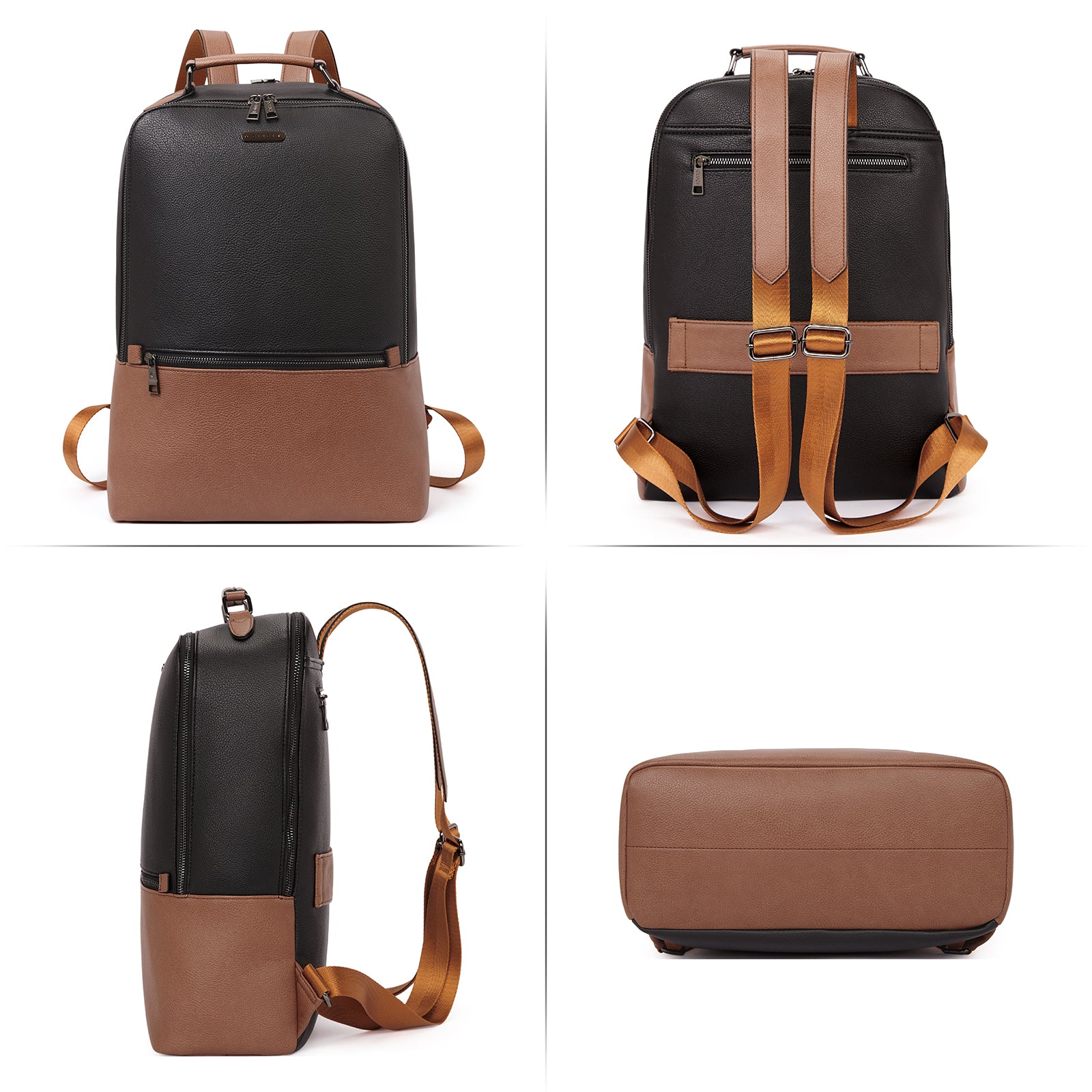 CLUCI Women Leather Laptop Backpack Purse 15.6 inch Computer Backpack Business Casual Travel Daypack College Bag