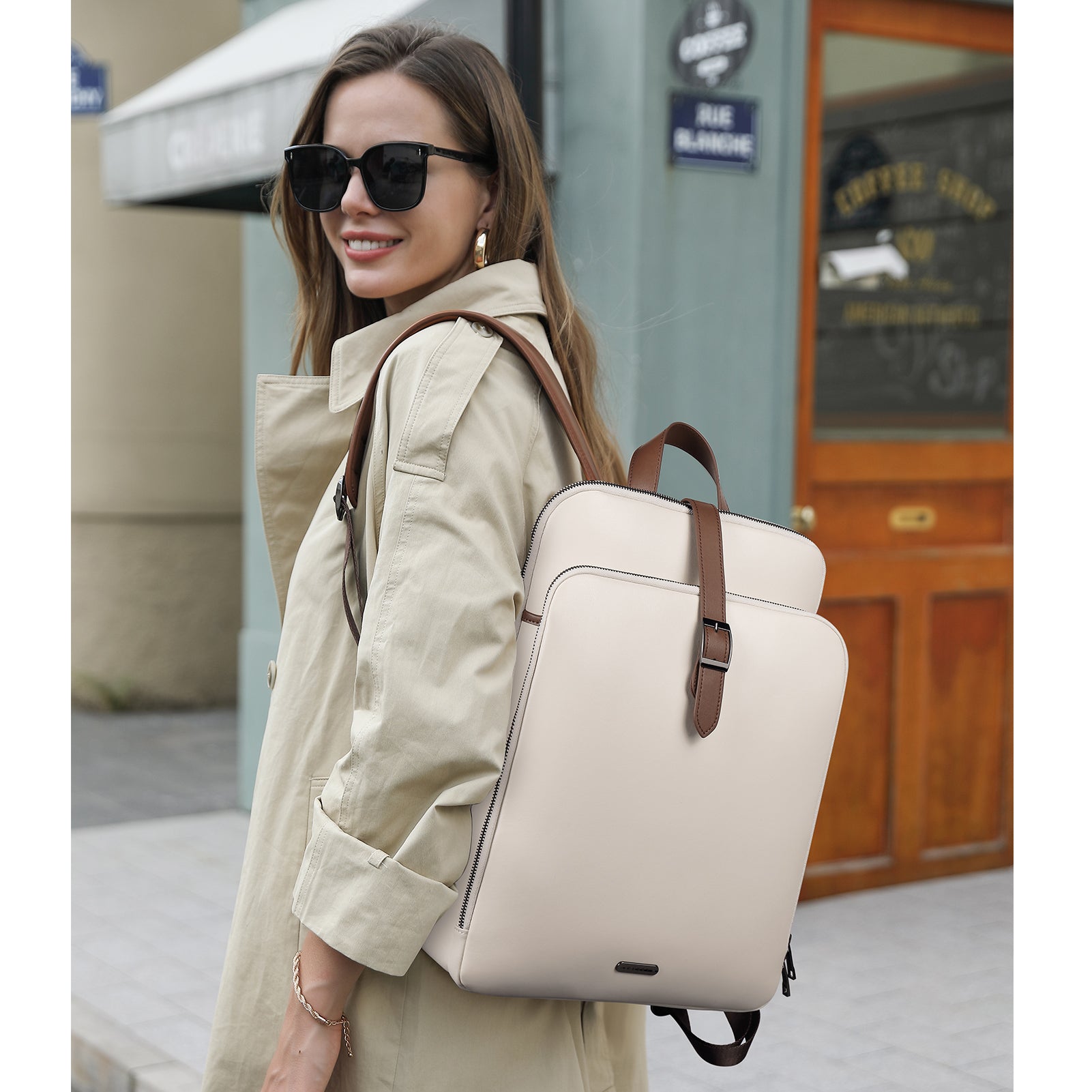 Koch Genuine Leather 15.6 Inch Laptop Backpack Purse For Women