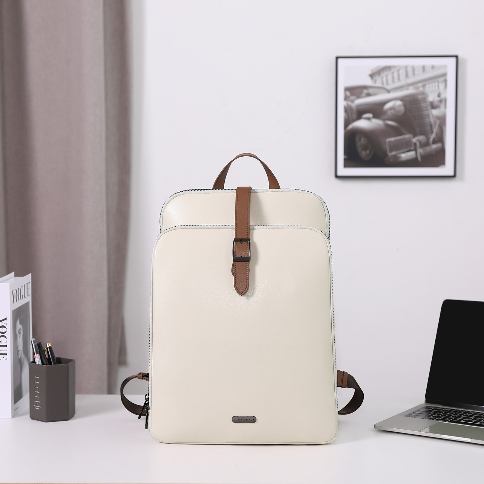 Koch Genuine Leather 15.6 Inch Laptop Backpack Purse For Women