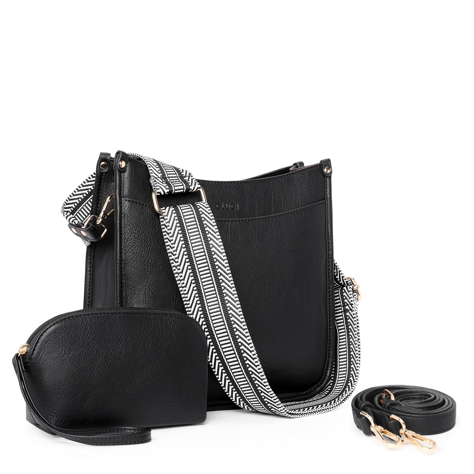Stylish 2pcs Medium Hobo handbag and Crossbody Bag with 2 Adjust Guitar Strap