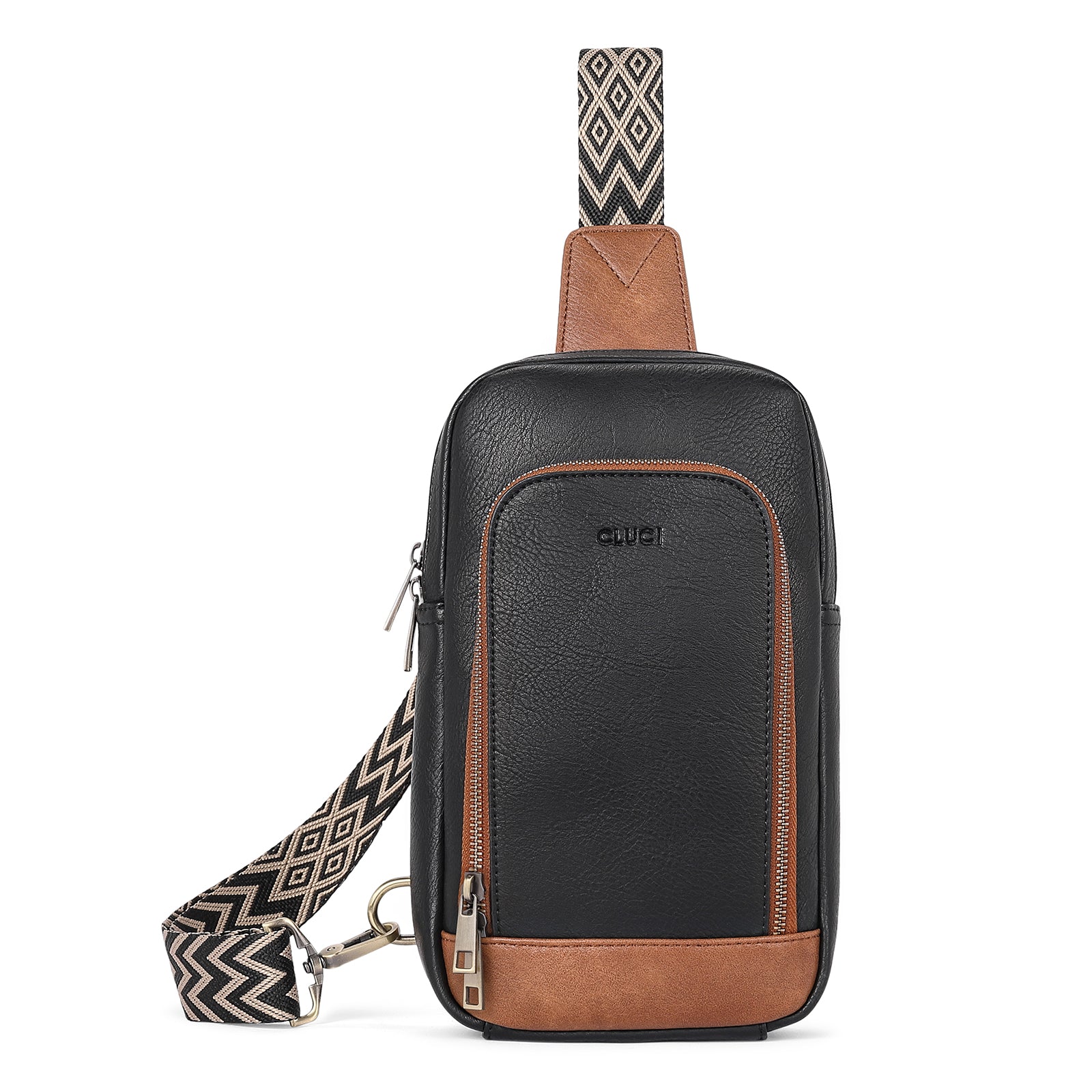 CLUCI Large PU Leather Crossbody Sling Bag for Women Travel Hiking Cycling