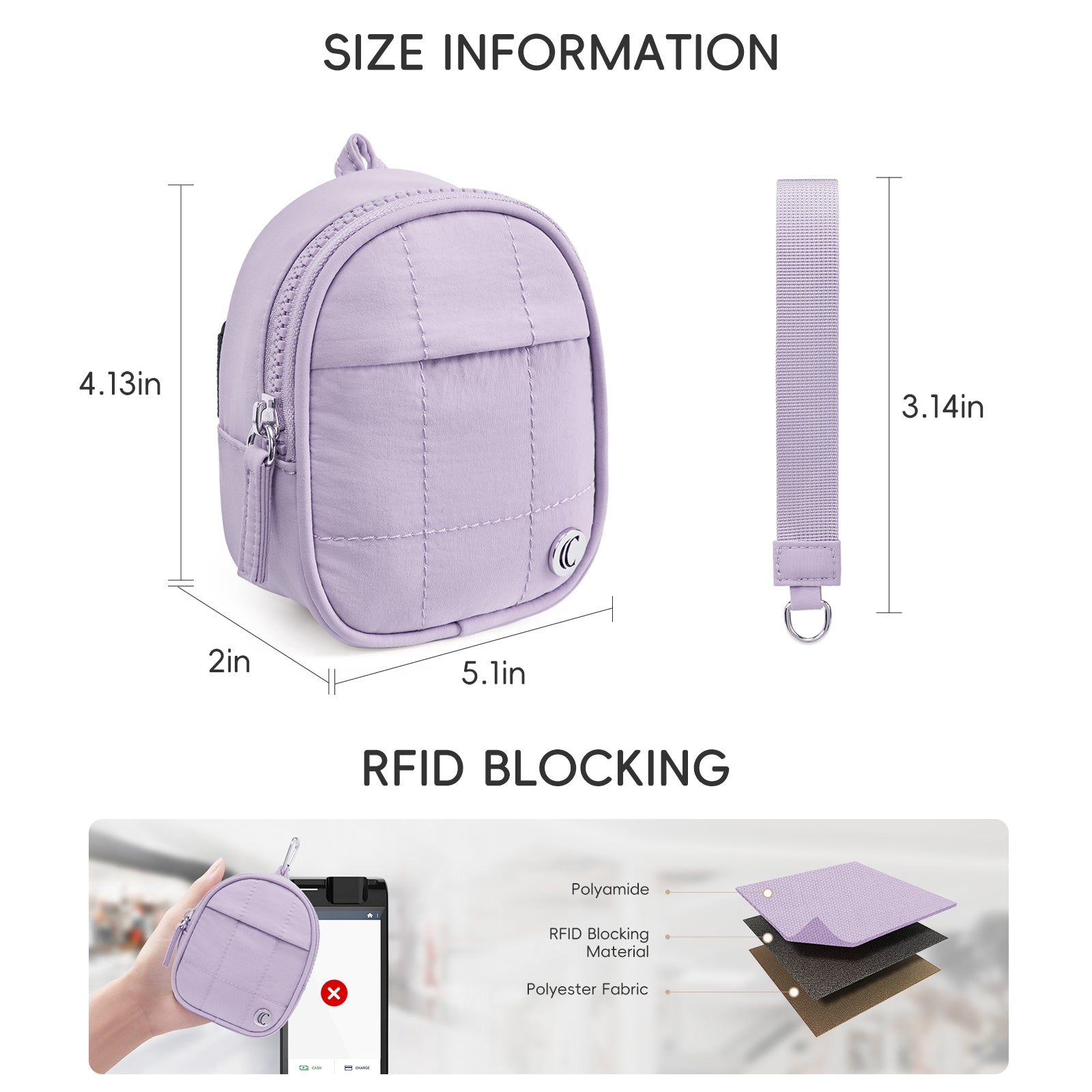 CLUCI Mini Cute Puffer Keychain Wallet with 3 RFID Card Slots