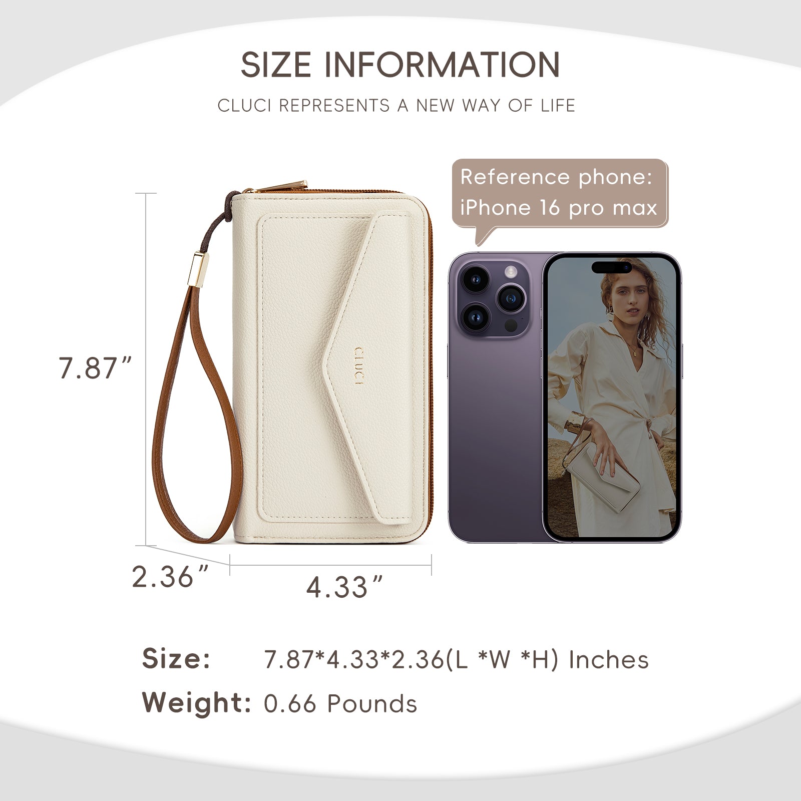 CLUCI Wallet Women Large Capacity Wristlet Purse for Women Long Ladies Wallet RFID Blocking Multi Credit Card Holder