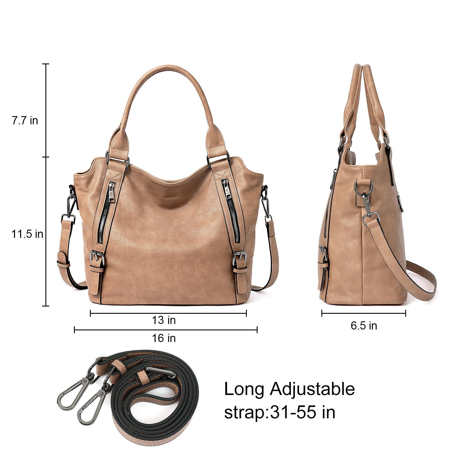 CLUCI Hobo Bags Large Tote with Adjustable Shoulder Strap