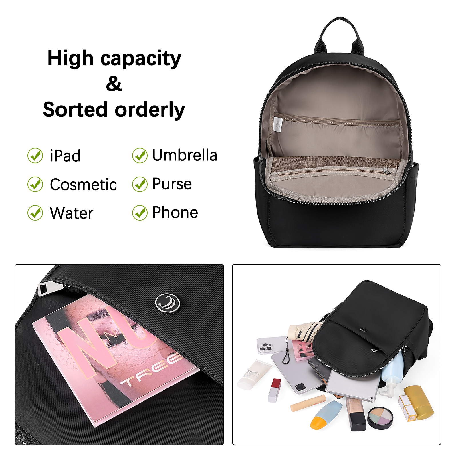 CLUCI Small Backpack for Women Mini Canvas Designer Backpack Purse Travel Lady Casual Daypack