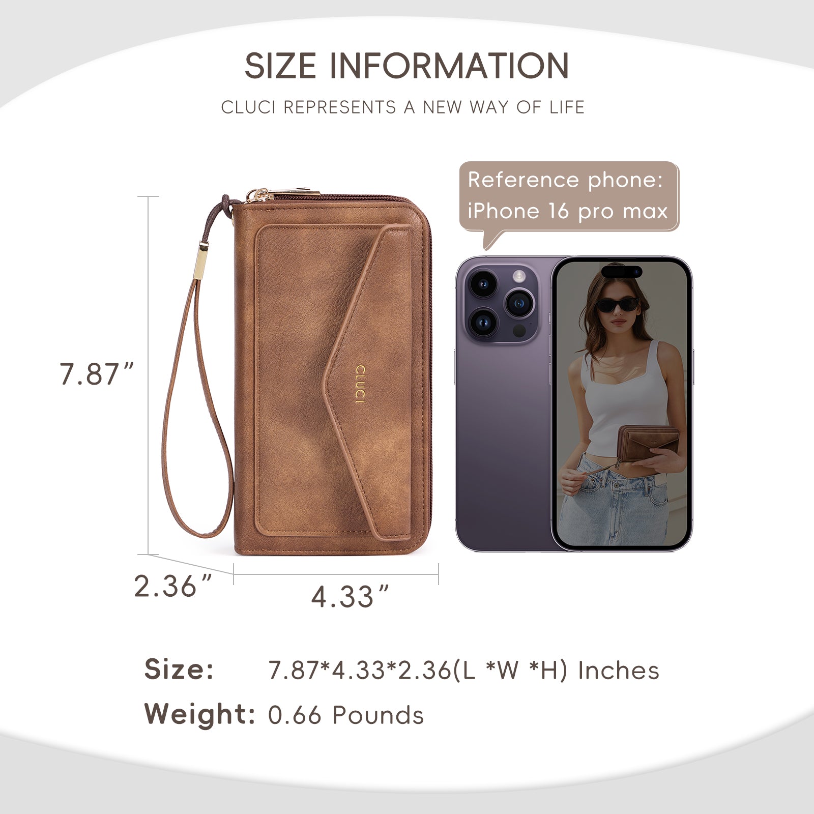 CLUCI Wallet Women Large Capacity Wristlet Purse for Women Long Ladies Wallet RFID Blocking Multi Credit Card Holder