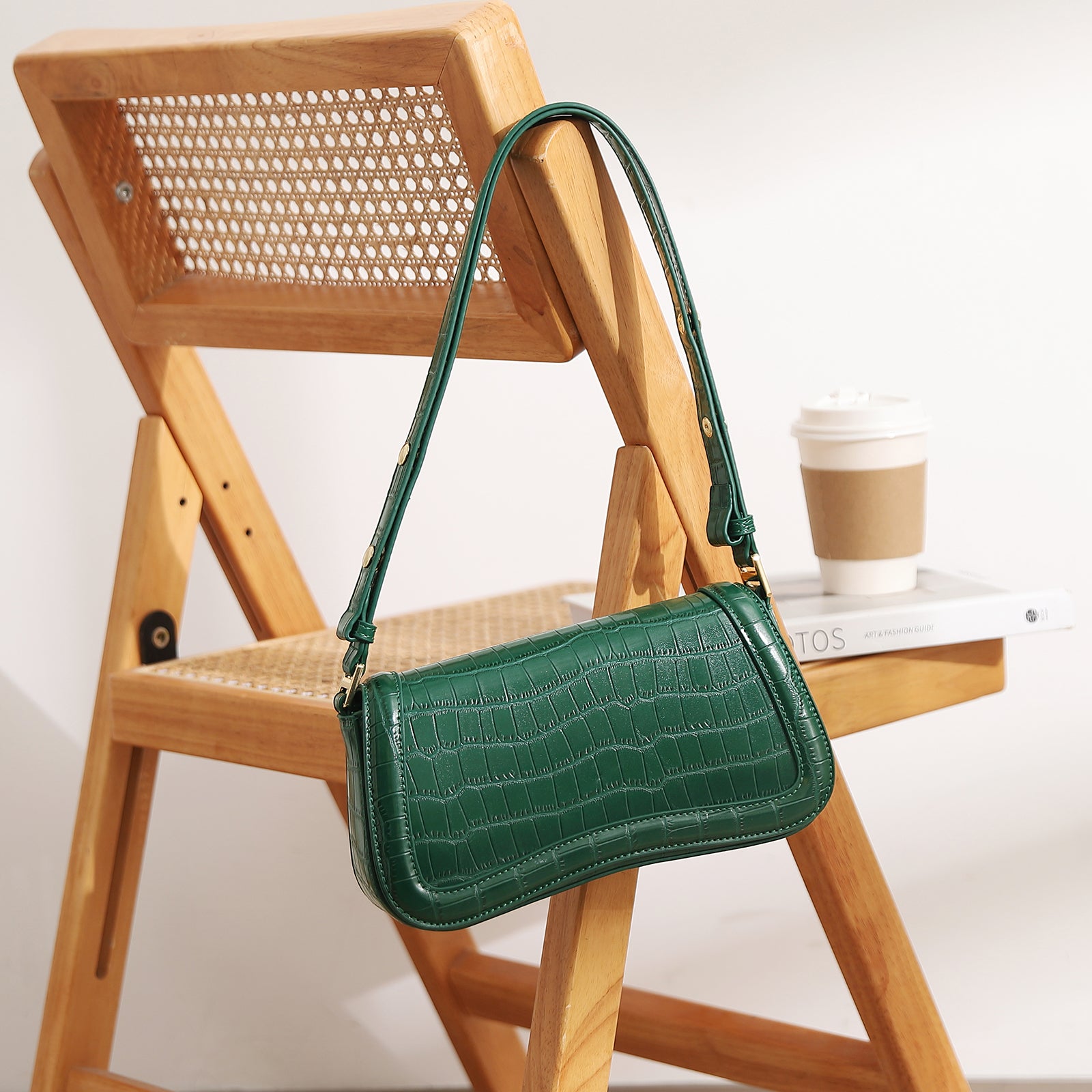 CLUCI Leather Shoulder Baguette Bags for Women