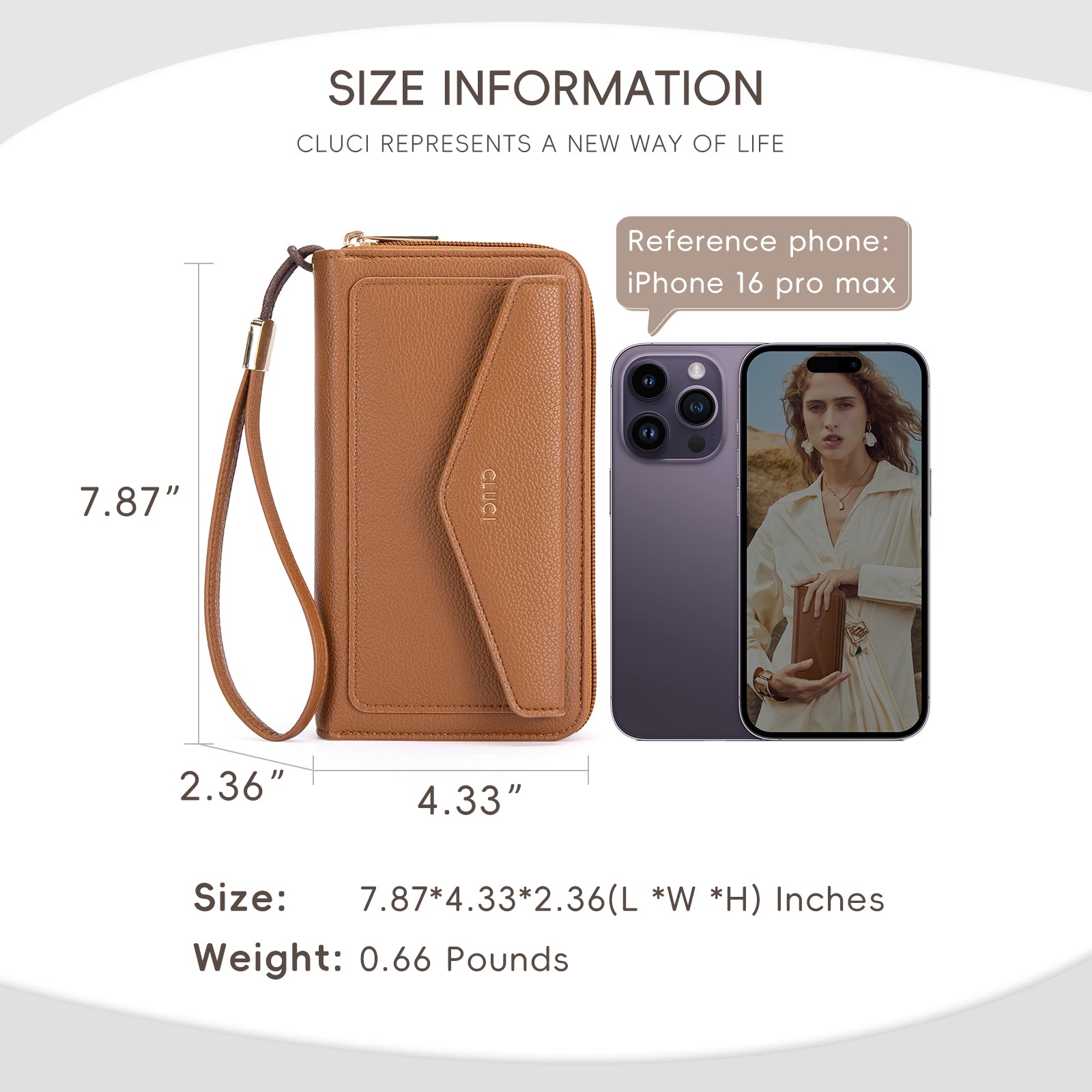 CLUCI Wallet Women Large Capacity Wristlet Purse for Women Long Ladies Wallet RFID Blocking Multi Credit Card Holder
