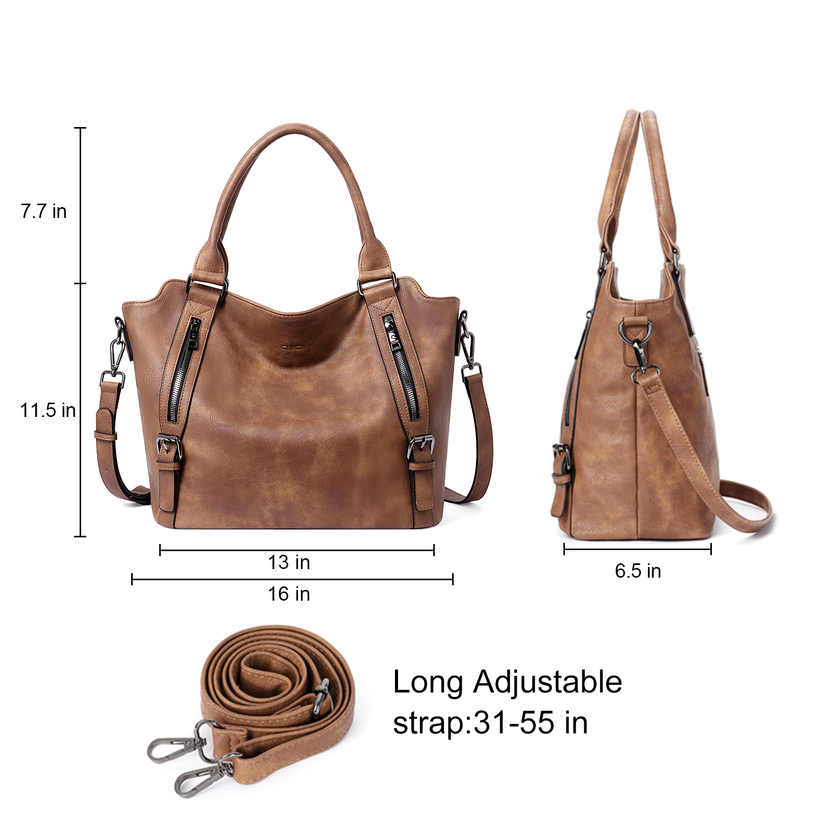 CLUCI Hobo Bags Large Tote with Adjustable Shoulder Strap