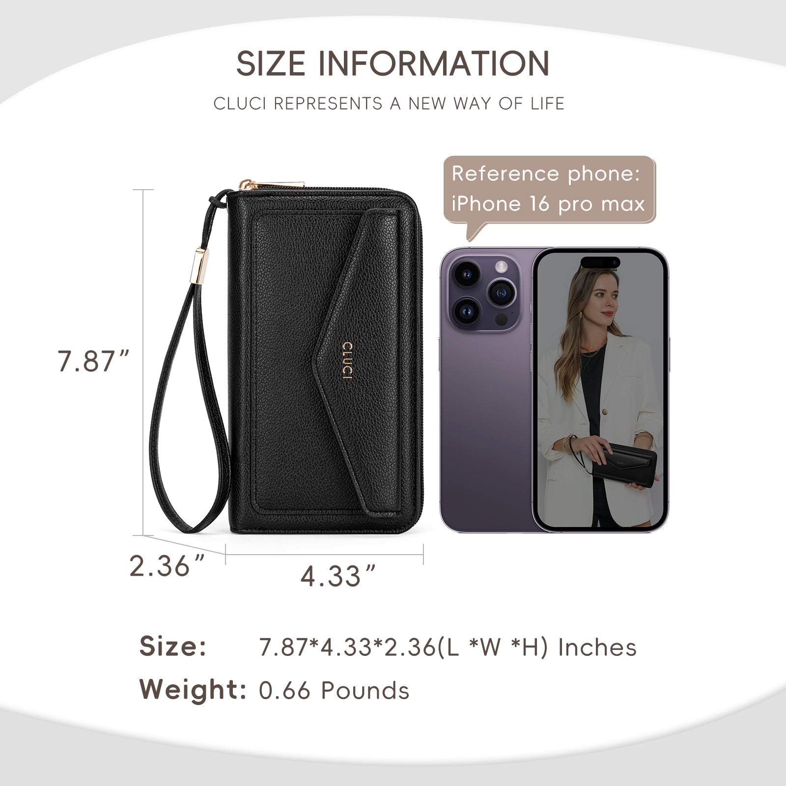CLUCI Wallet Women Large Capacity Wristlet Purse for Women Long Ladies Wallet RFID Blocking Multi Credit Card Holder