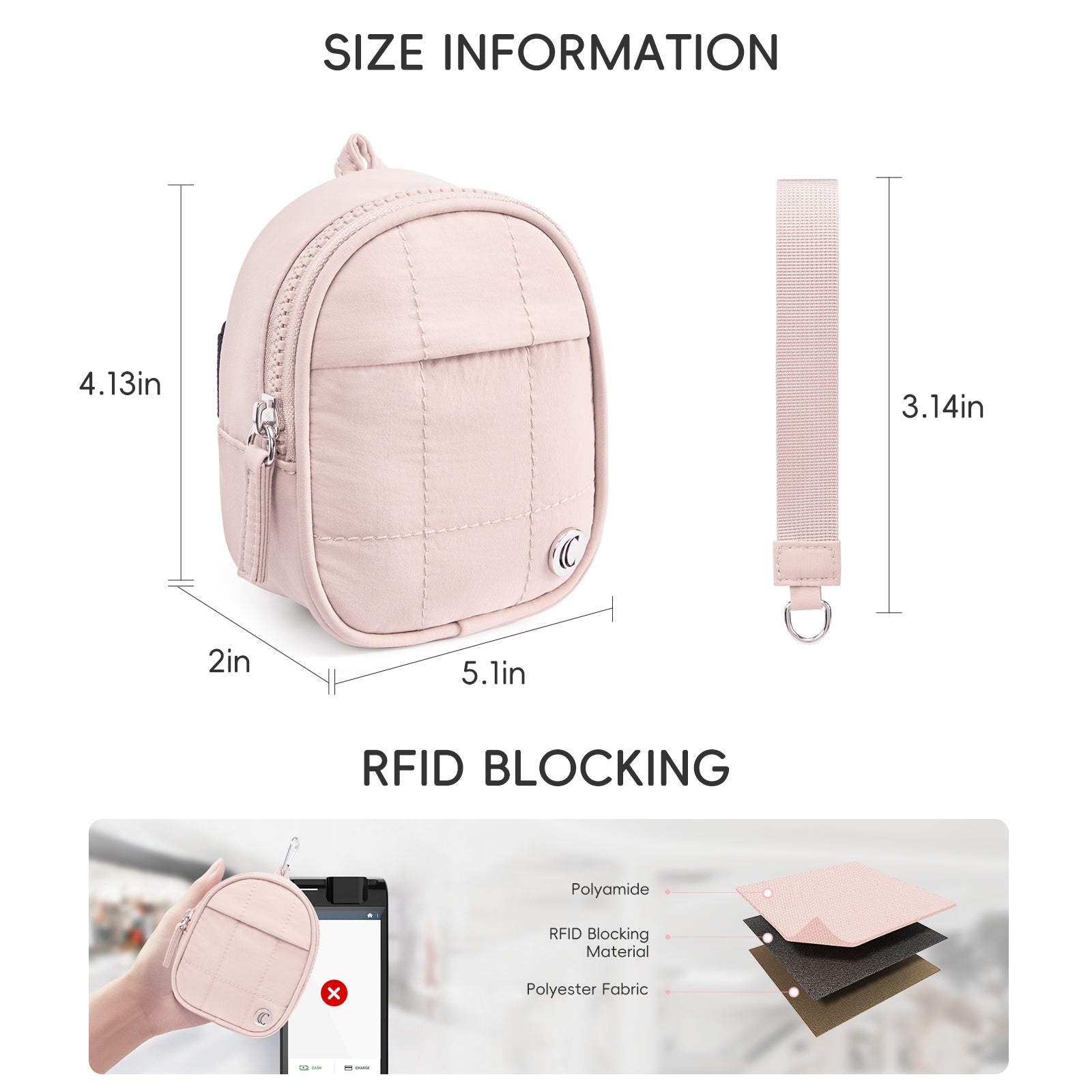 CLUCI Mini Cute Puffer Keychain Wallet with 3 RFID Card Slots
