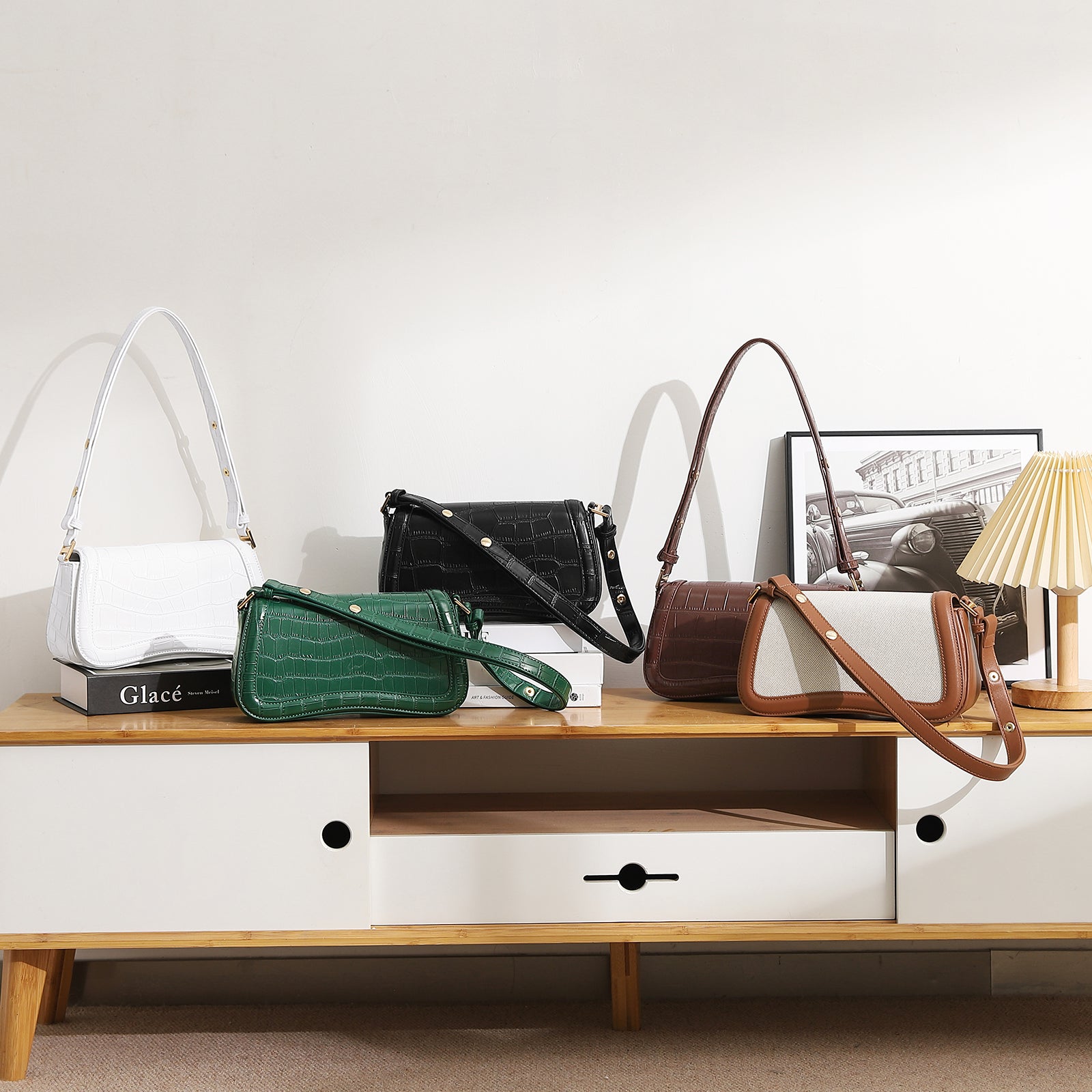 CLUCI Leather Shoulder Baguette Bags for Women