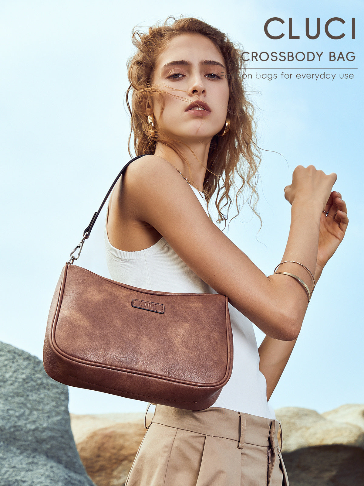 Small Crossbody Purses for Women Vegan Leather with 2 Wide Straps