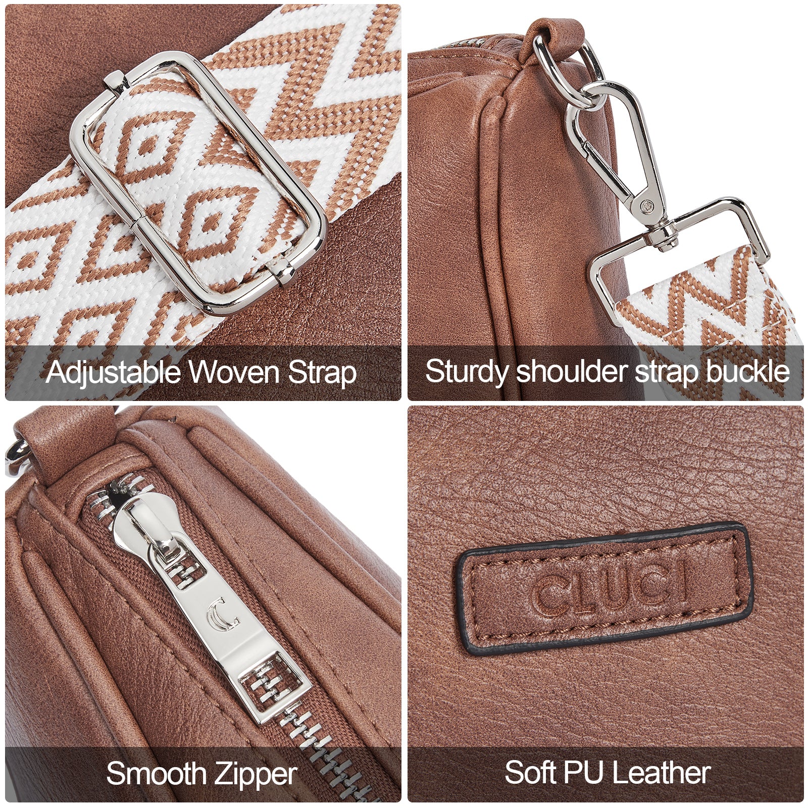 Small Crossbody Purses for Women Vegan Leather with 2 Wide Straps