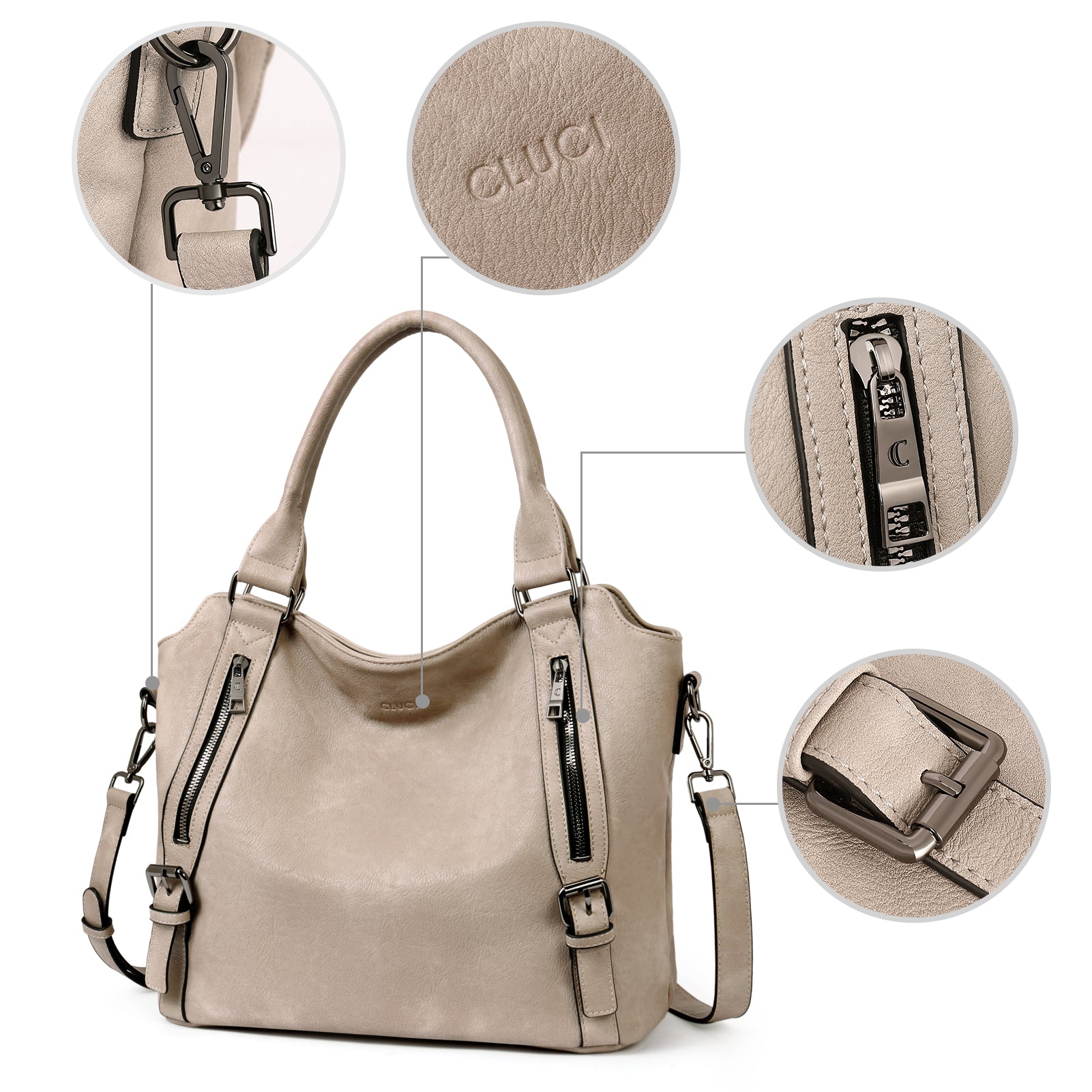 CLUCI Hobo Bags Large Tote with Adjustable Shoulder Strap