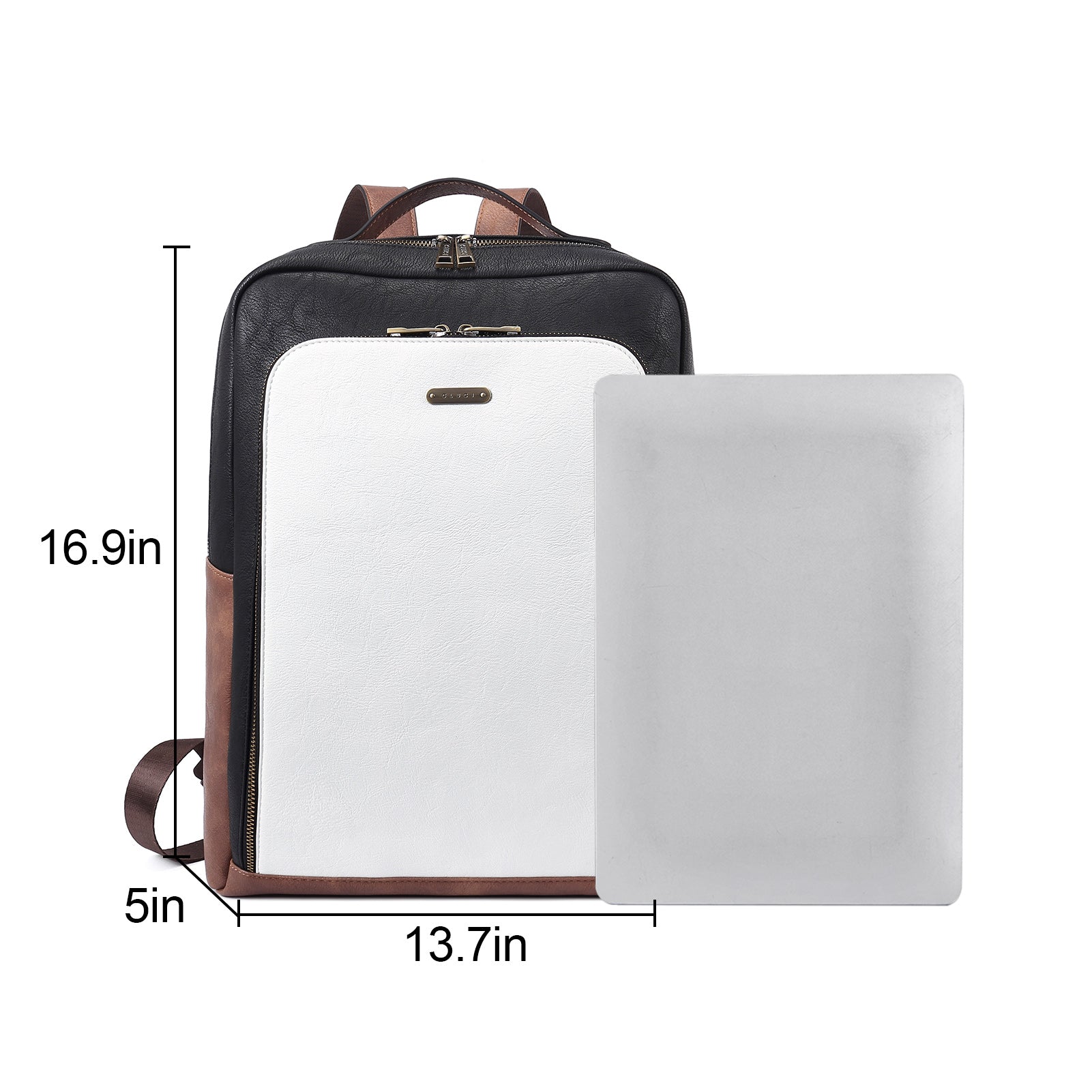 CLUCI Leather Laptop Backpack for Women 15.6 inch Computer Bag Large Travel Vintage College Daypack Business Bags