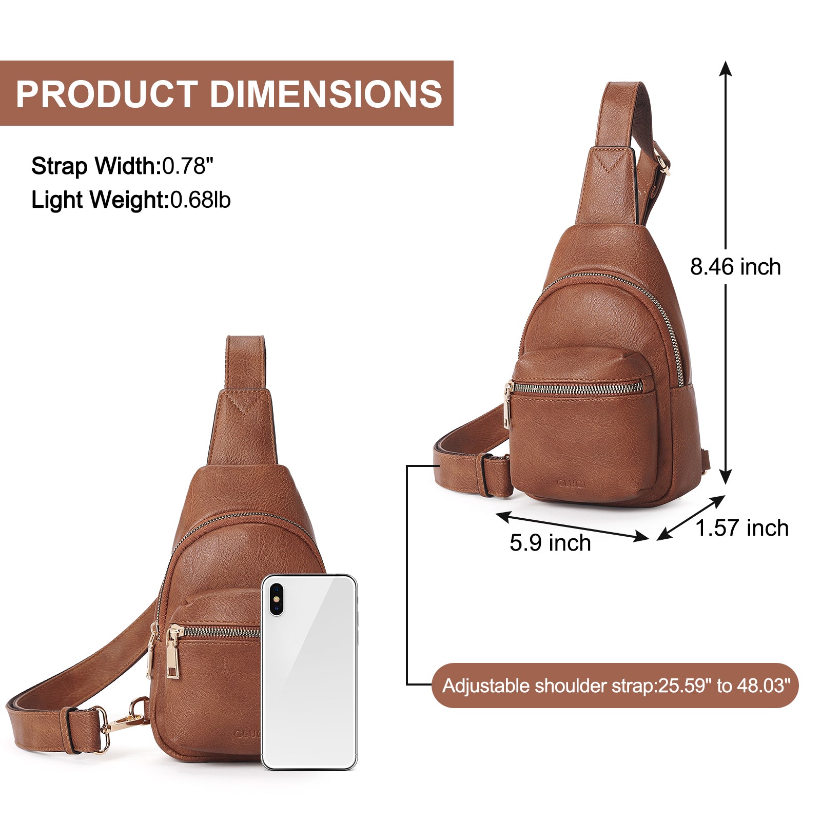 CLUCI Small Sling Bag Leather Crossbody Fanny Packs Trendy Women's Chest Bag