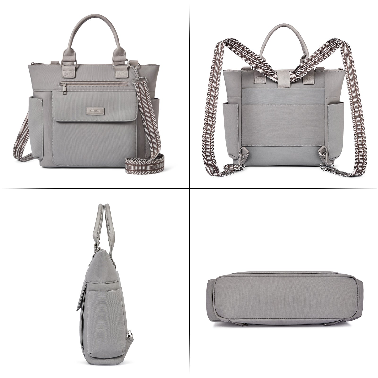 Tote Bags for Women Soft Canvas Multi-Pocket Shoulder Bag with Adjustable Strap