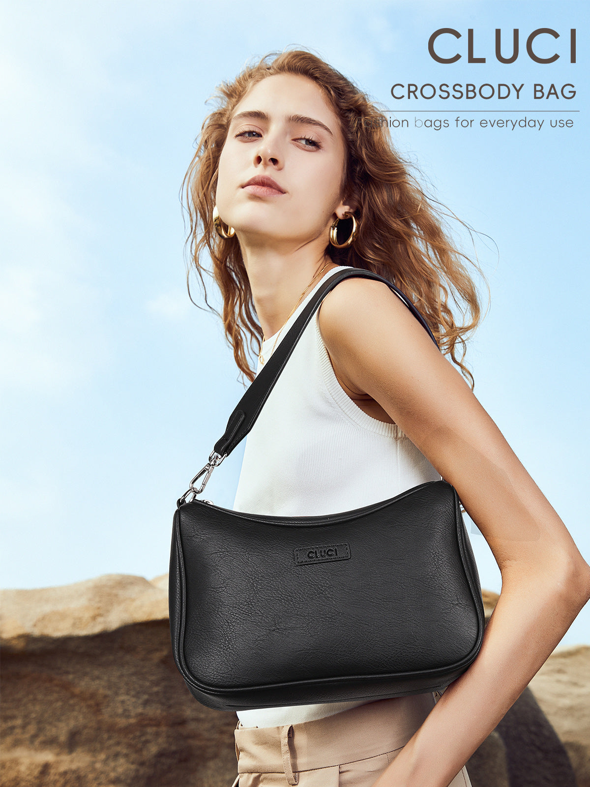 Small Crossbody Purses for Women Vegan Leather with 2 Wide Straps