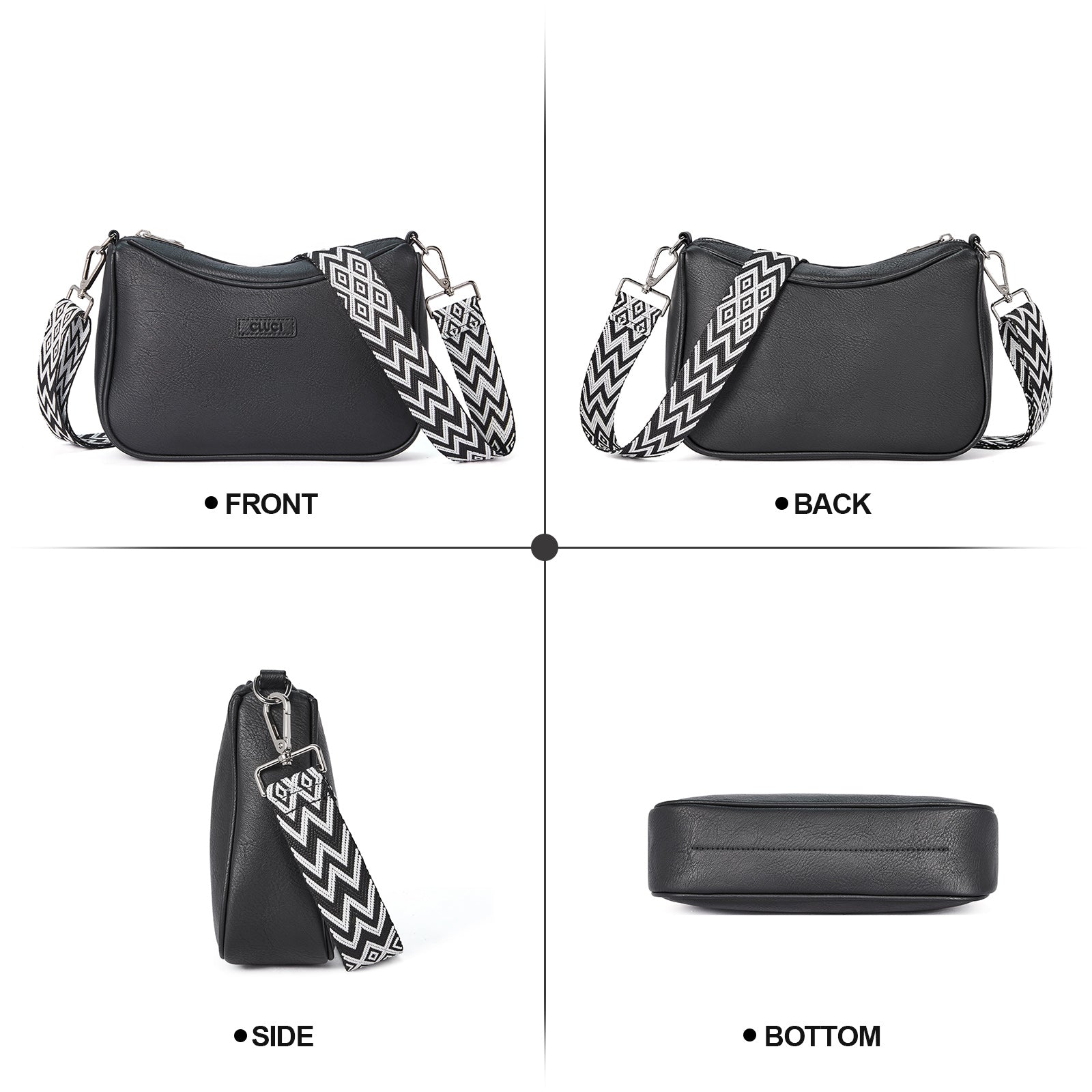 Small Crossbody Purses for Women Vegan Leather with 2 Wide Straps