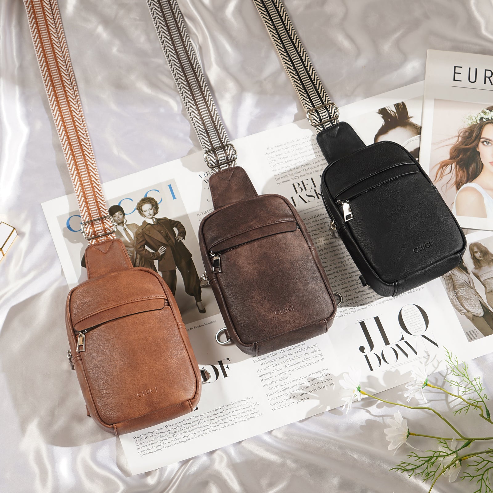 CLUCI Small Sling Bag Vegan Leather Crossbody Chest Bags Trendy Women's Fanny Pack