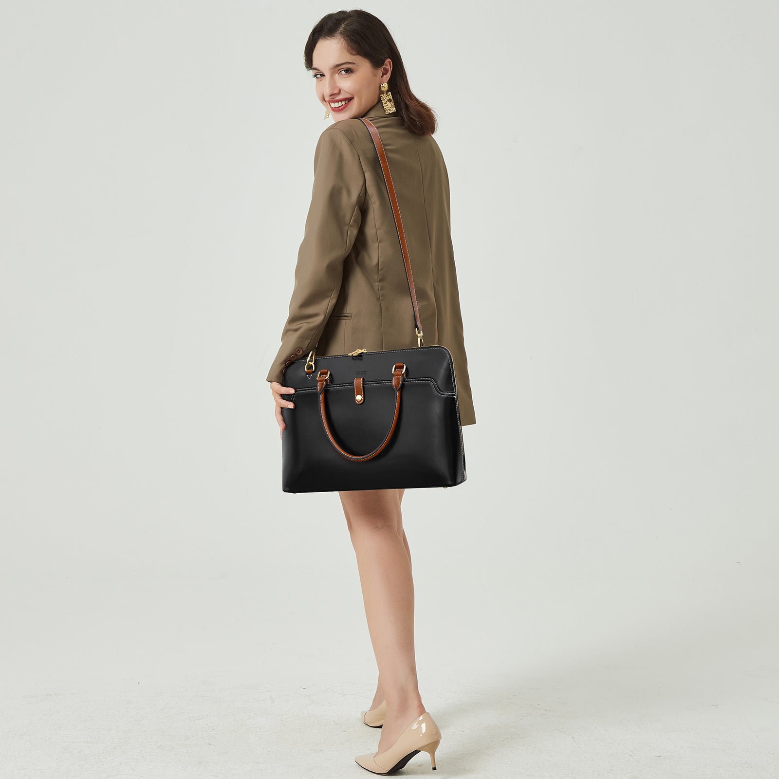 Claire  Premium Leather Messenger Briefcase For School And Work