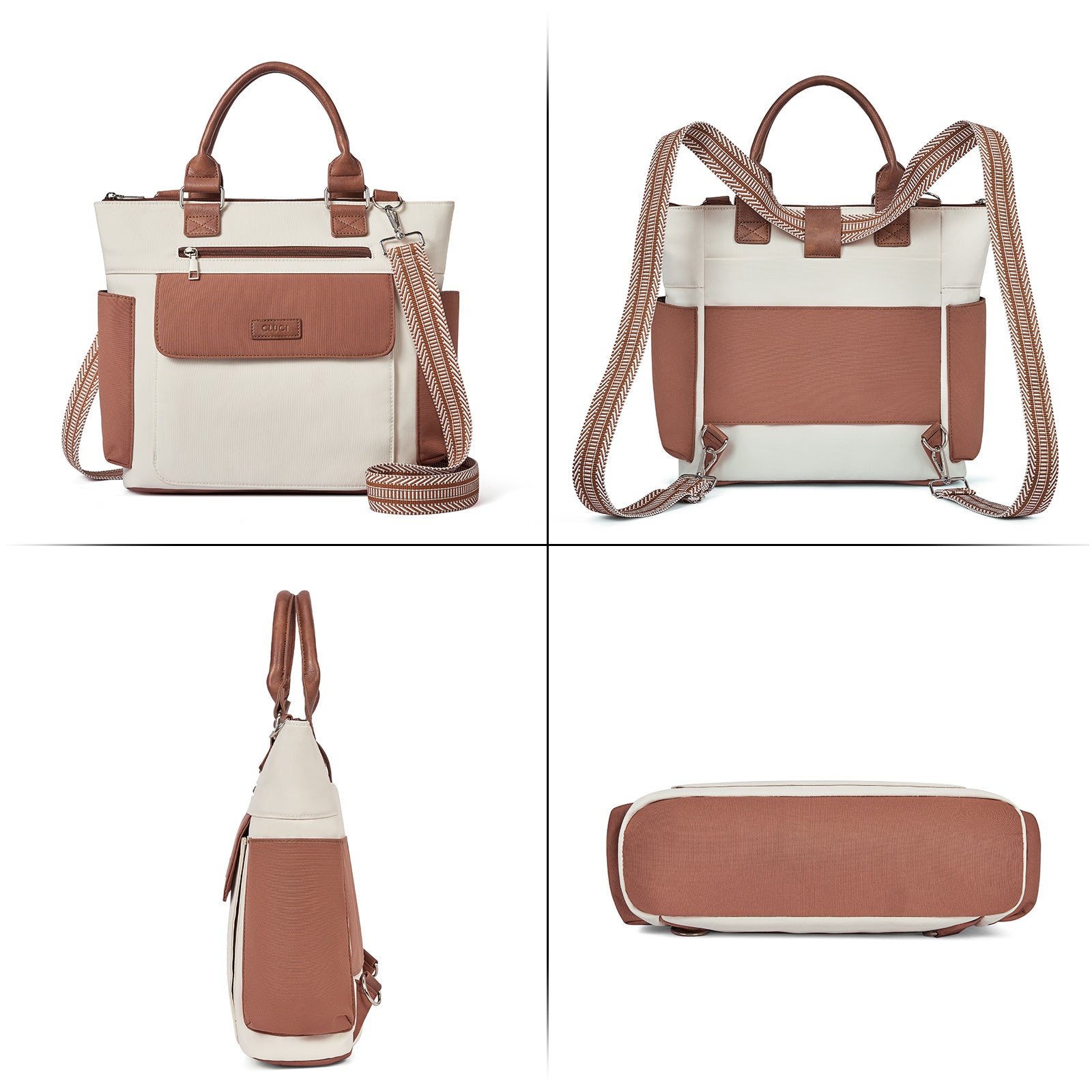 Tote Bags for Women Soft Canvas Multi-Pocket Shoulder Bag with Adjustable Strap