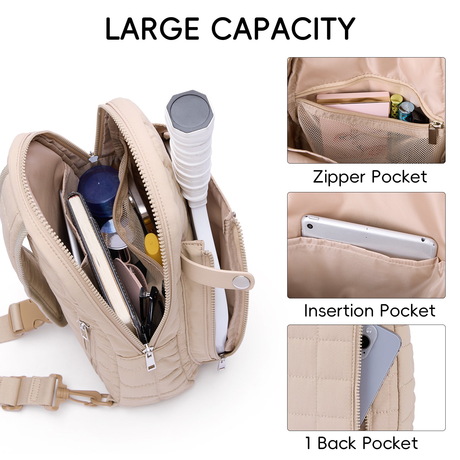 CLUCI Pickleball Puffer Sling Bag for Women