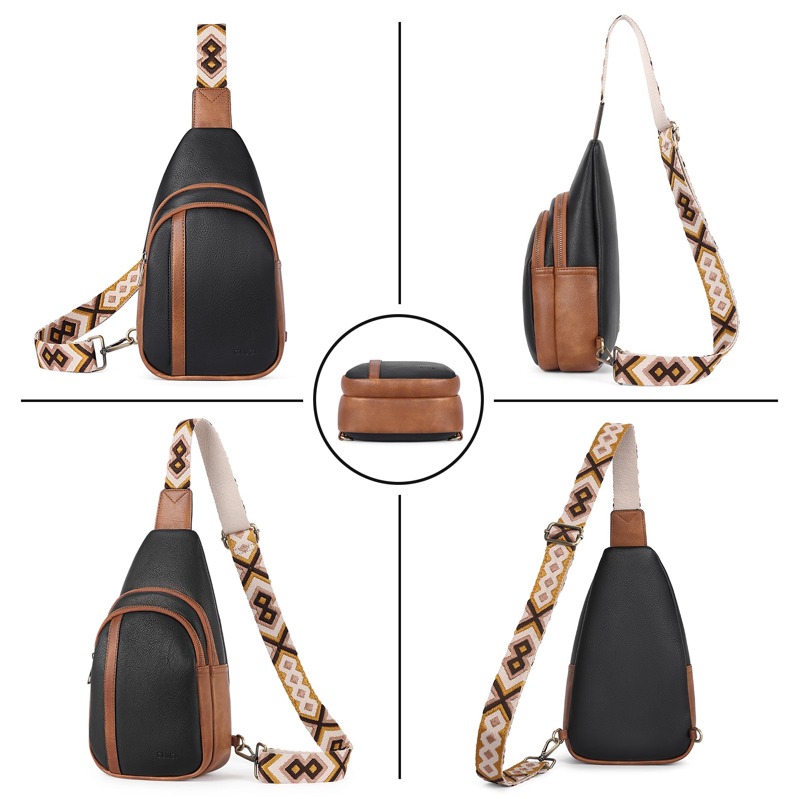 CLUCI Sling Bag Crossbody Bags for Woman Leather Cross Body Bag Sling Backpack Crossbody Chest Bag Daypack Travel