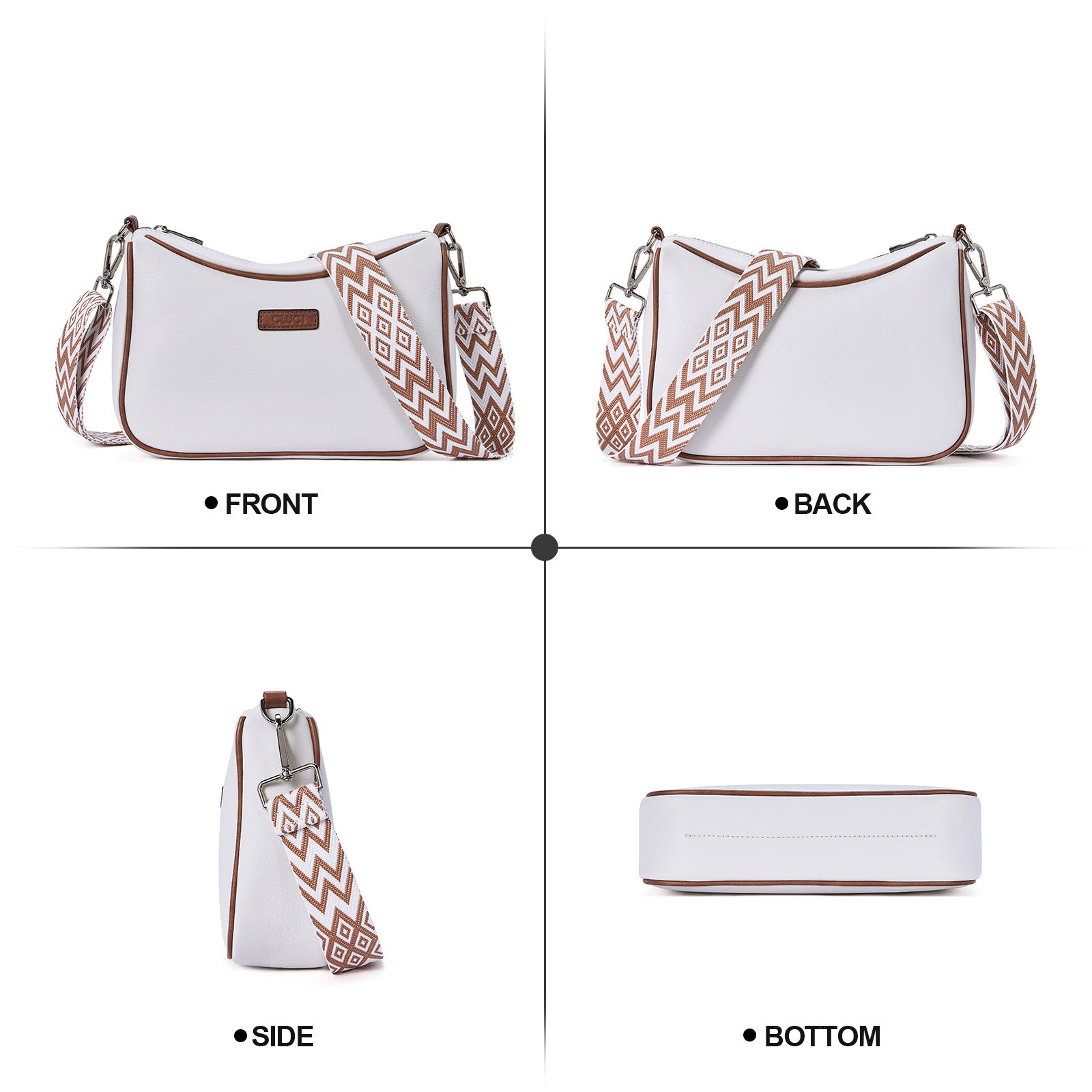 Small Crossbody Purses for Women Vegan Leather with 2 Wide Straps