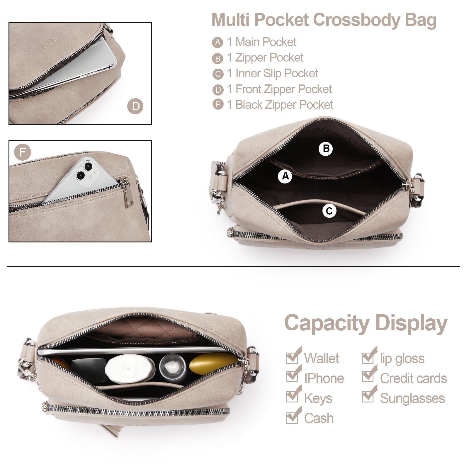 Crossbody Purses for Women Vegan Leather Crossbody Bags with Adjustable Wide Strap