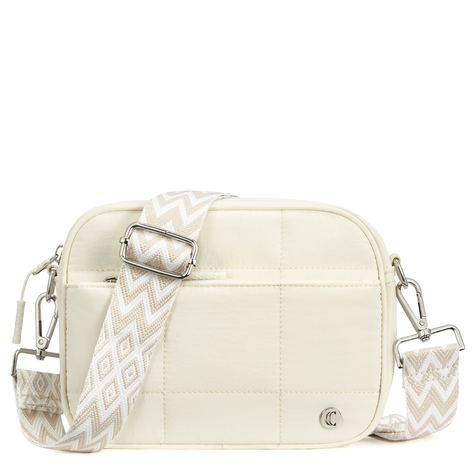 CLUCI Quilted Crossbody Bags for Women Lightweight Puffer Shoulder Bag Travel Purses with Wide Strap, White