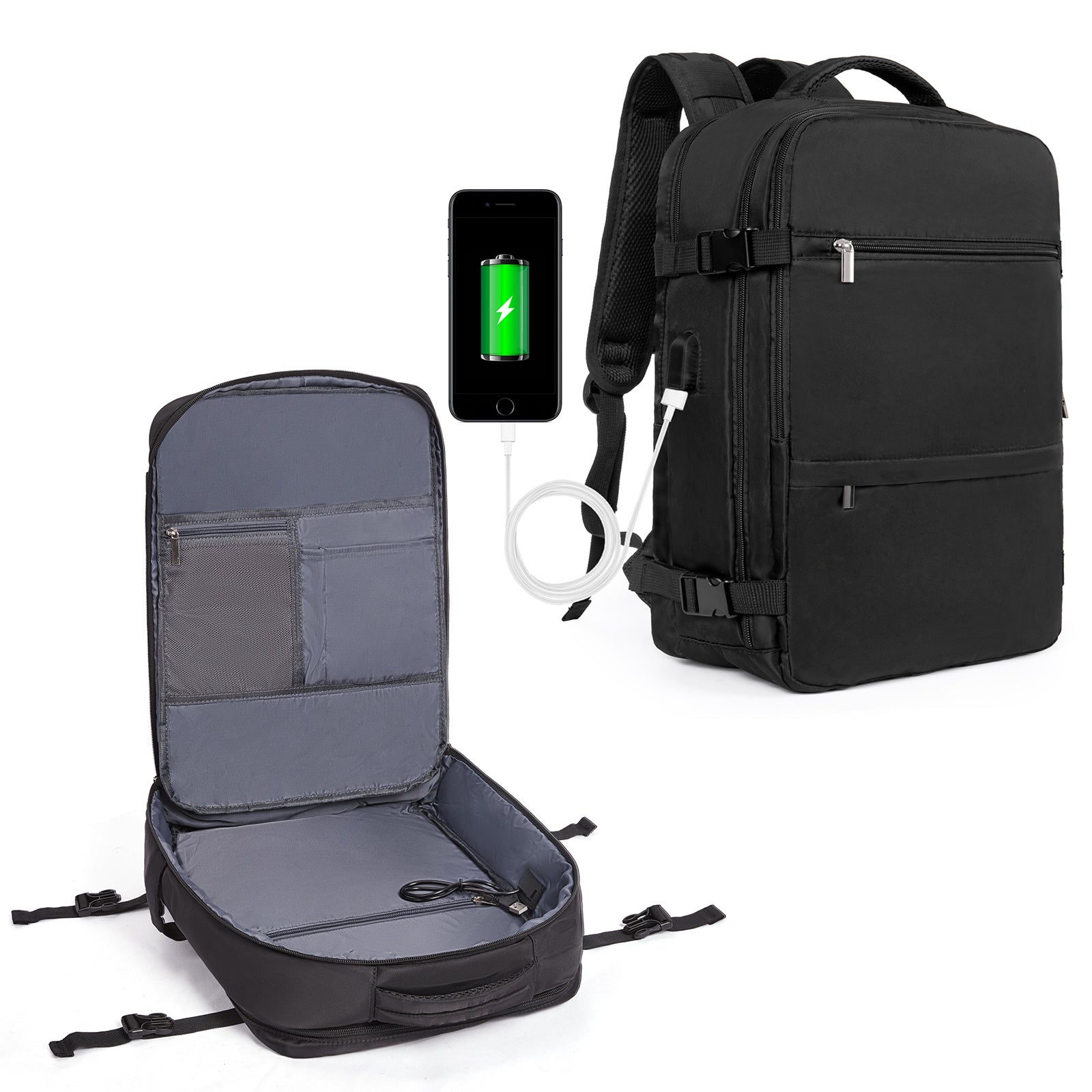 CLUCI Travel Backpack 15.6 Inch College Laptop Backpack with USB Charging Port,Carry on Backpack for Airplanes