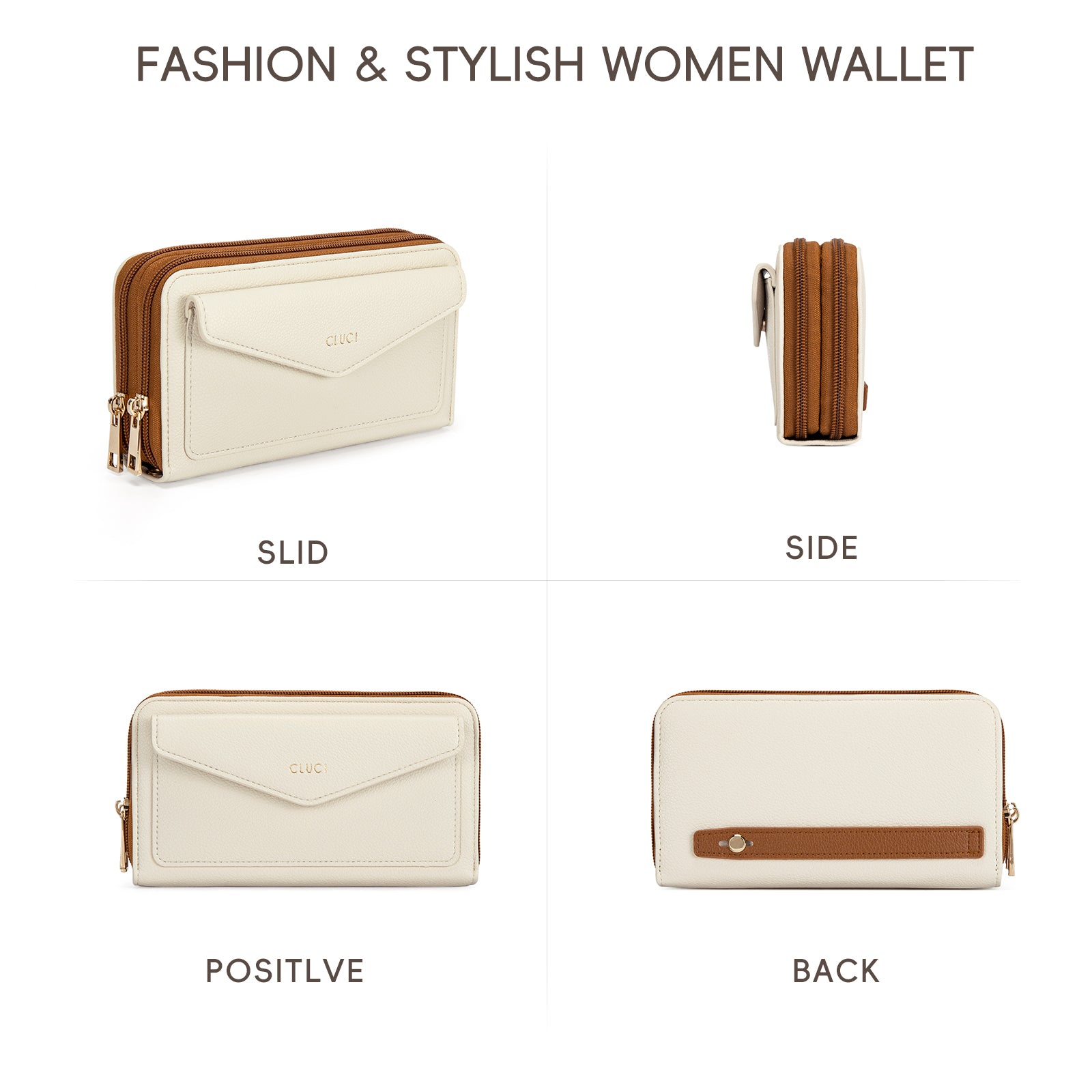 CLUCI Wallet Women Large Capacity Wristlet Purse for Women Long Ladies Wallet RFID Blocking Multi Credit Card Holder