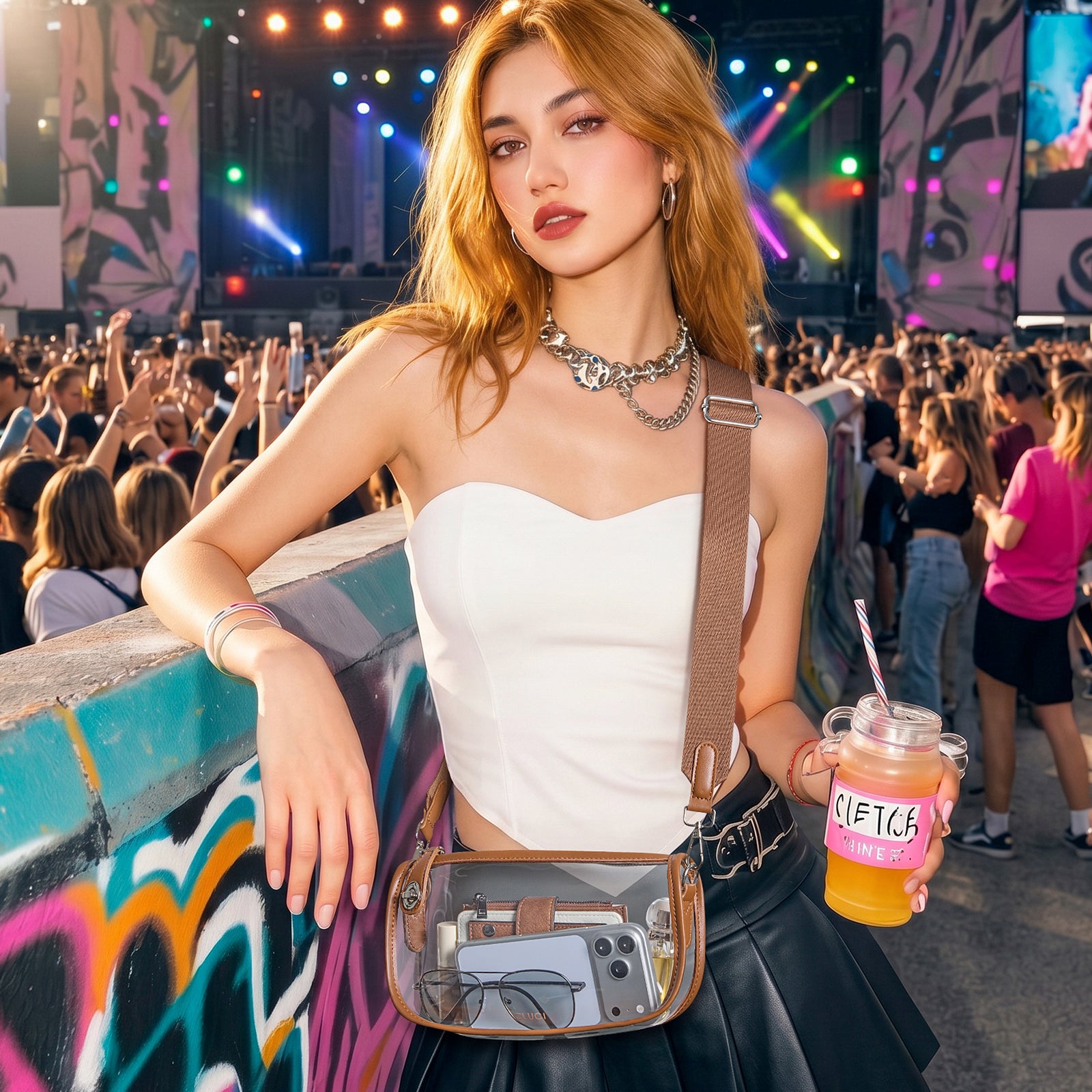 CLUCI Clear Purse Crossbody Bags for Concerts Sports Events Festivals
