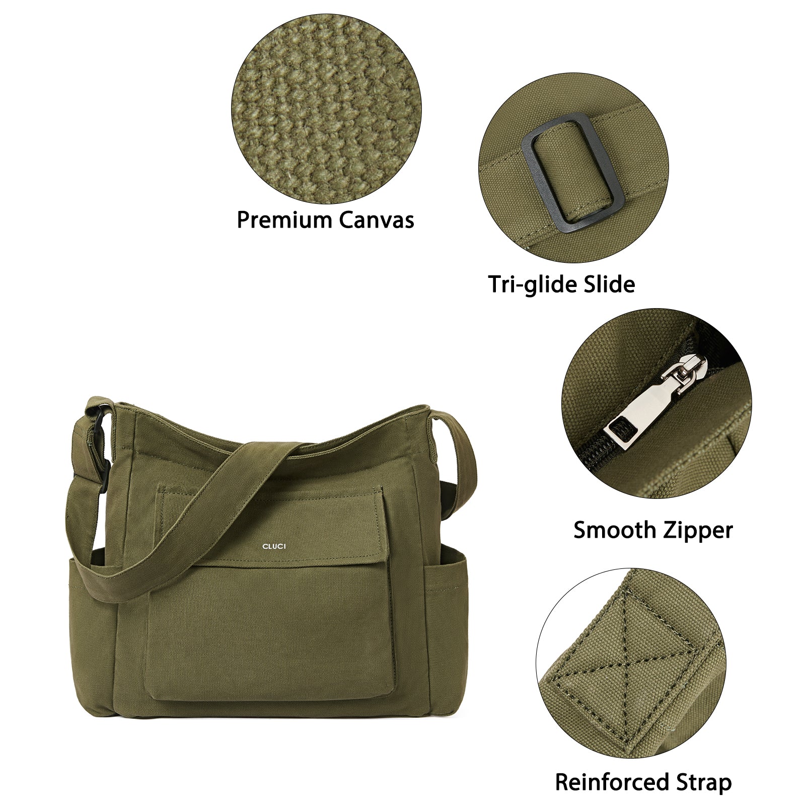 Canvas Messenger Bag Large Hobo Crossbody Bag Tote Bag for Women and M