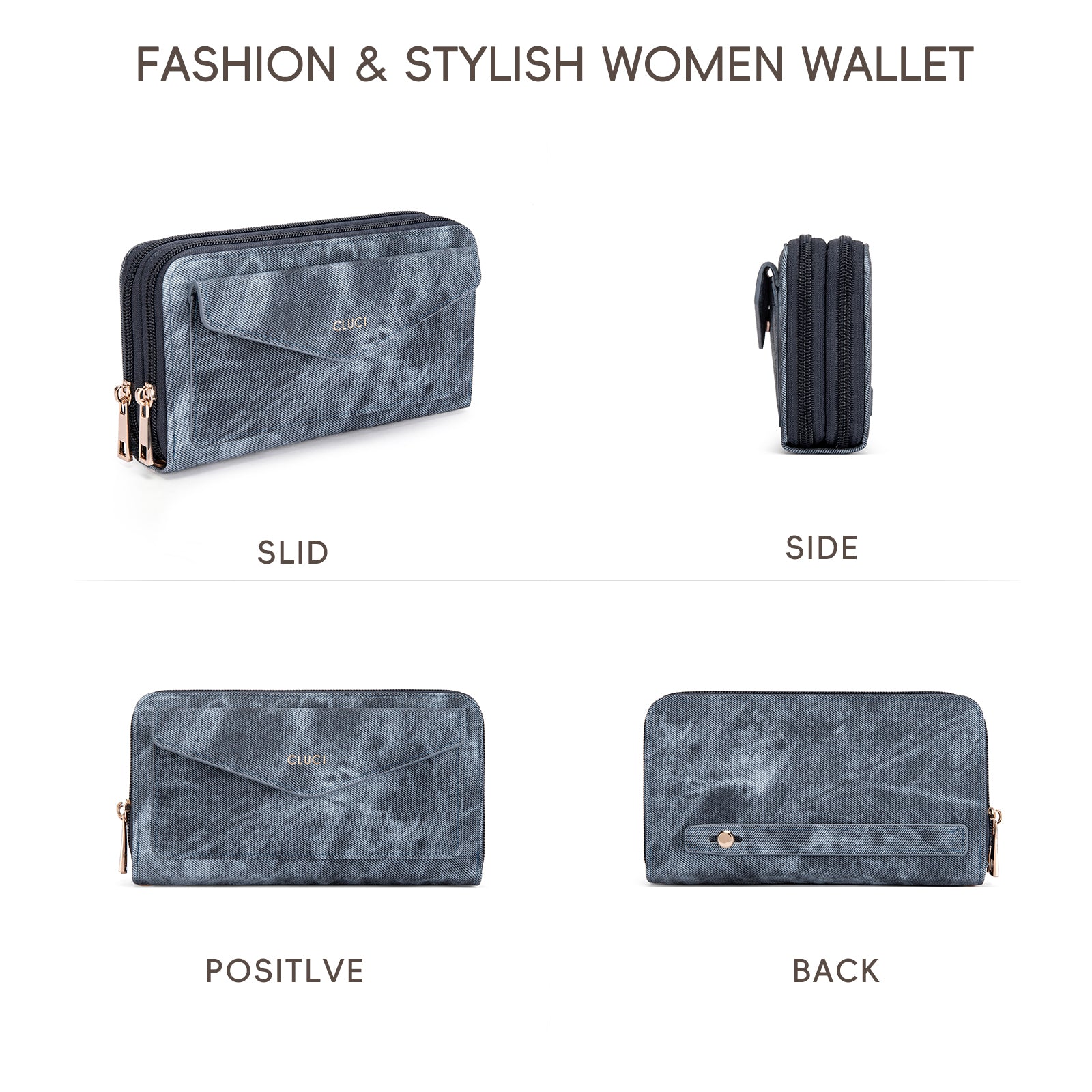 CLUCI Wallet Women Large Capacity Wristlet Purse for Women Long Ladies Wallet RFID Blocking Multi Credit Card Holder